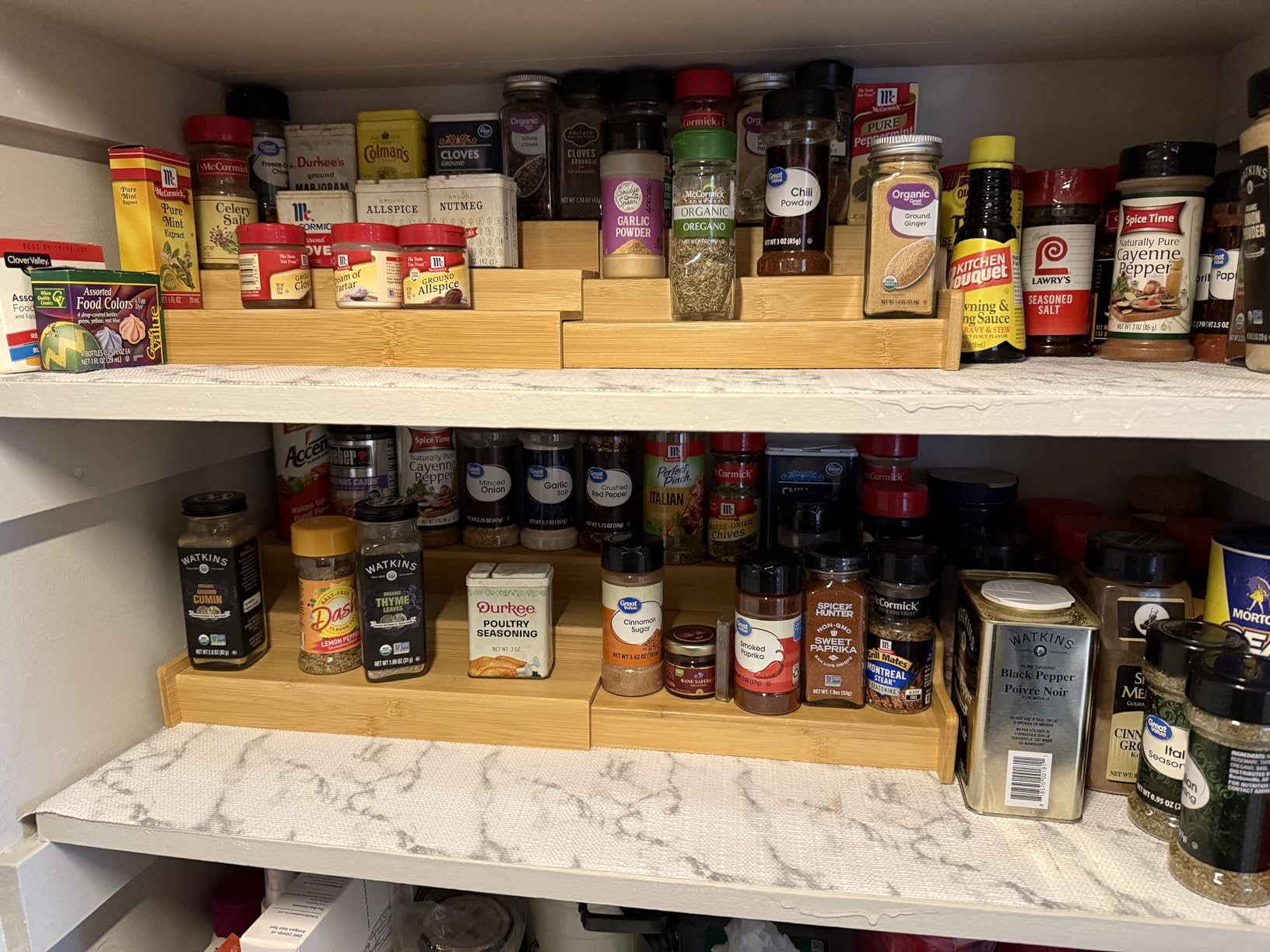 Spice Rack Kitchen Cabinet Organizer - 3 Tier Bamboo Expandable Display Shelf customer photo 1