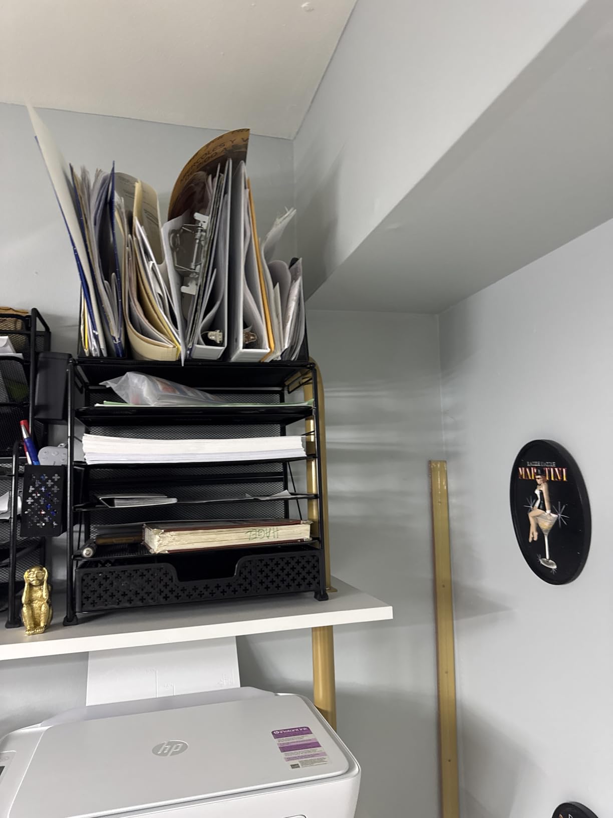 Simple Trending 7 Tier Desk File Organizer, Letter Tray Paper Organizer with Pen Holder and Metal Hanging Basket, Black customer photo 2