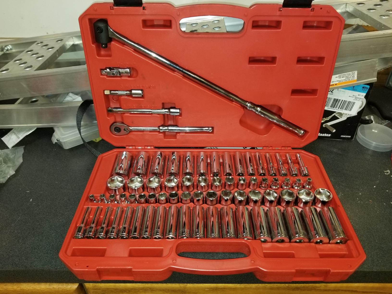 TEKTON 3/8 Inch Drive 6-Point Socket and Ratchet Set, 73-Piece (1/4-1 in., 6-24 mm) | SKT15311 | Shallow and Deep, Case customer photo 2
