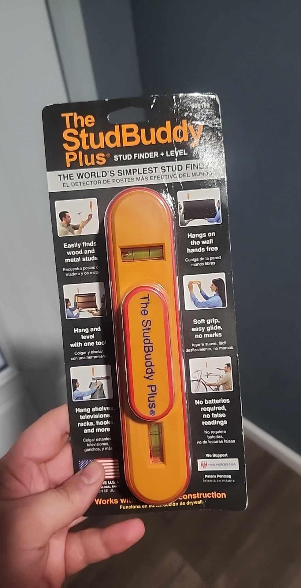 The Original StudBuddy Pro Magnetic Stud Finder with Level - Made in the USA - Easy to Use Stud Finder for Drywall and Wood customer photo 1