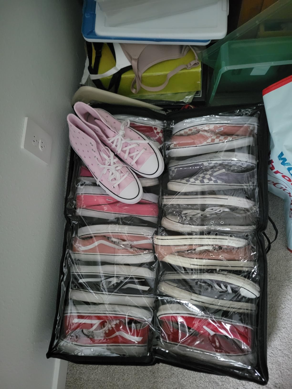 Onlyeasy Sturdy Under Bed Shoe Storage Organizer, Set of 2, Fit 12 to 24 Pairs, Underbed Shoes Closet Storage Solution with Clear Window, Breathable, L29.3 x W23.6 x H5.9, Linen-like Black, MXAUBSB2P customer photo 2