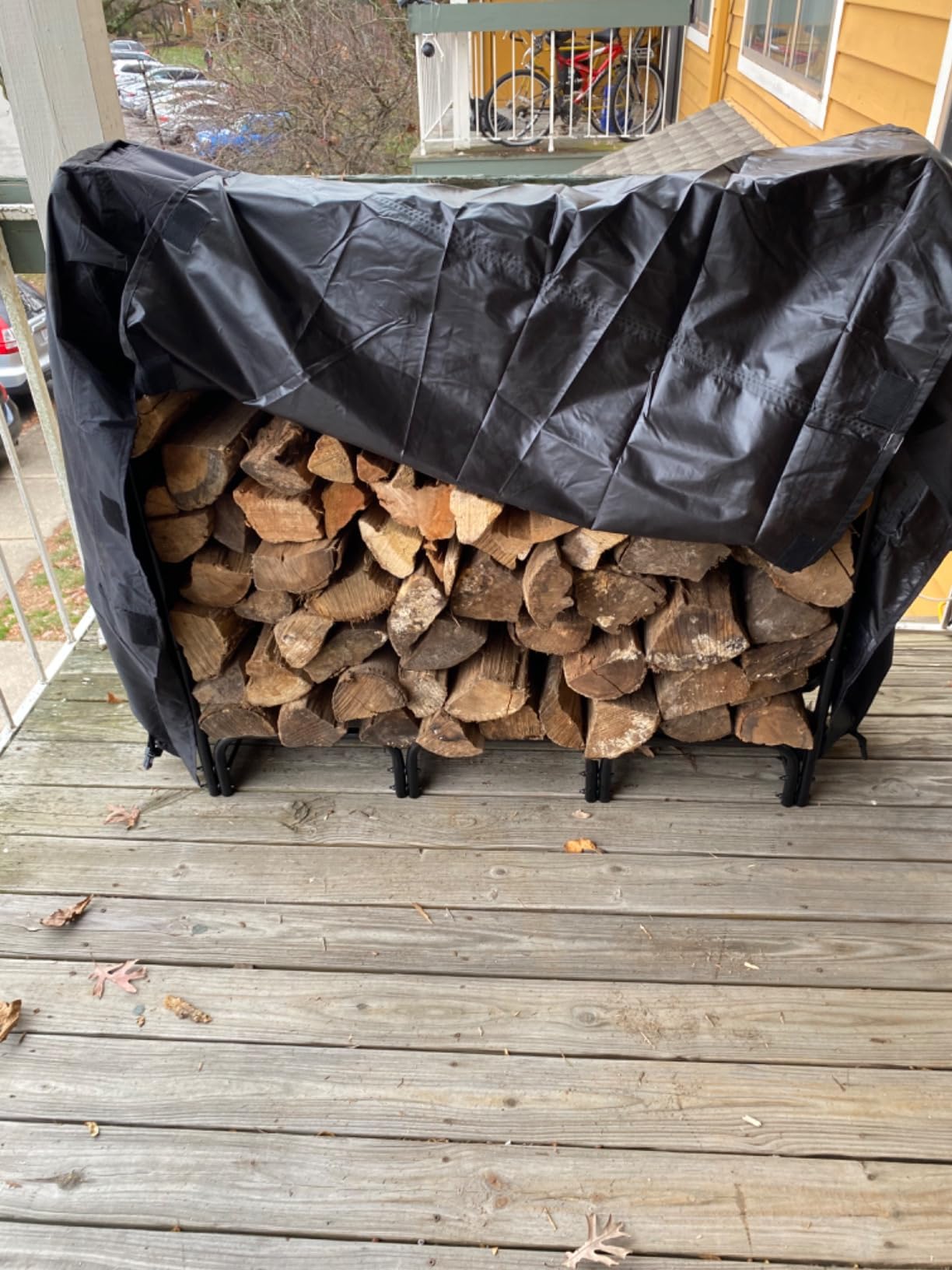 Himal 4ft Firewood Log Rack Cover Outdoor Waterproof, Black | Heavy Duty 600D Oxford Weather Resistant Fire Wood Storage Rack Cover with Buckle and Hook Loop Tape(Rack not Included) customer photo 1