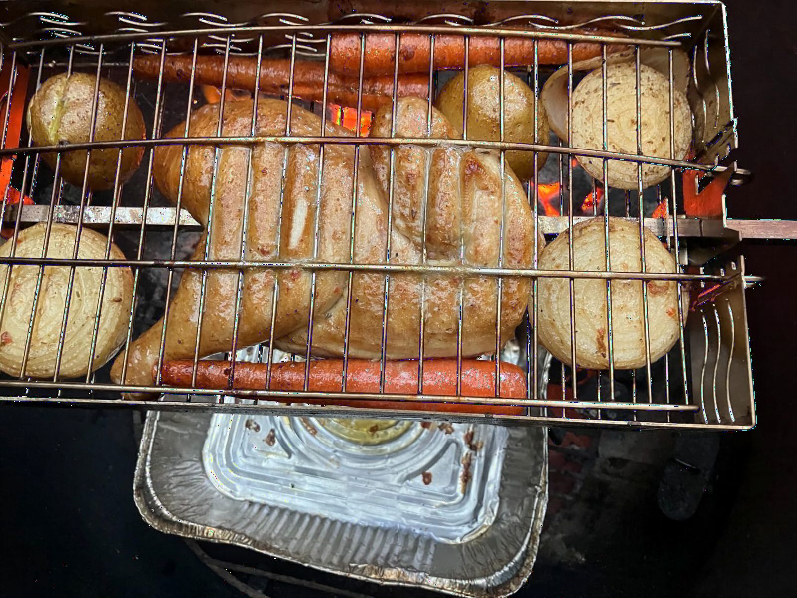 Skyflame Stainless Steel Flat Spit Rotisserie Grill Basket | Four Height Settings for Various Foods, Fits for 5/16 Inch Square, 3/8 Inch Square, 1/2 Inch Hexagon Spit Rods customer photo 2