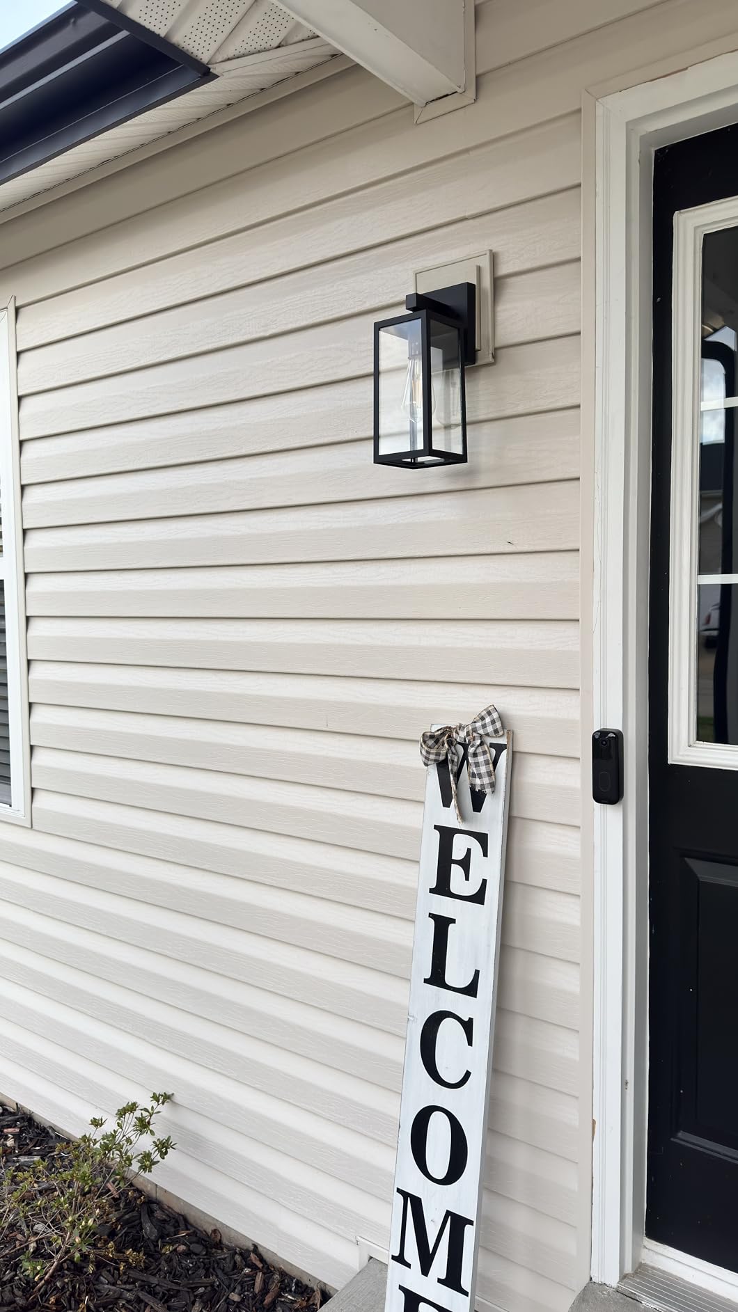 MAXvolador Outdoor Wall Light Fixture, Exterior Waterproof Wall Lantern, Porch Wall Sconce Black, Anti-Rust, E26 Socket, Clear Glass, Outside Wall Mount Light customer photo 1