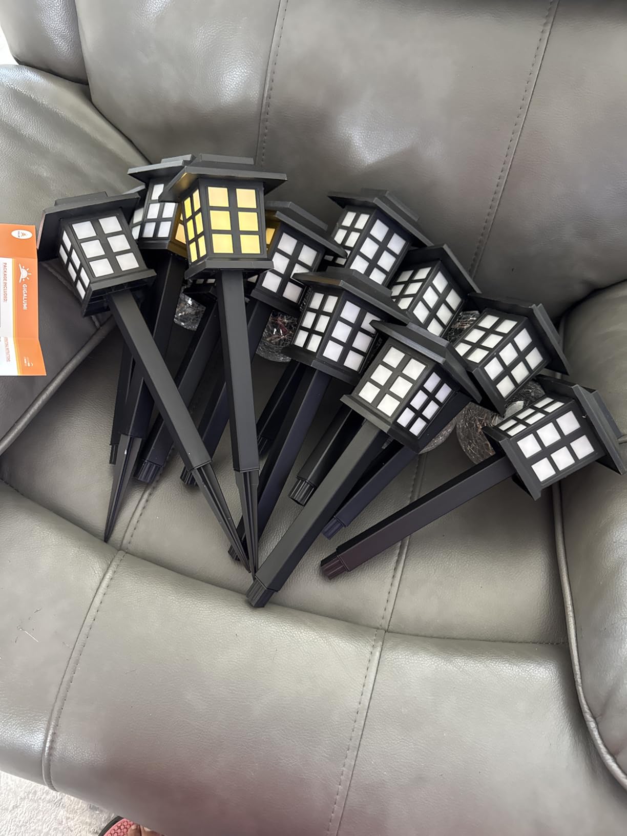 GIGALUMI Solar Outdoor Lights,12 Pack LED Solar Lights Outdoor Waterproof, Solar Walkway Lights Maintain 10 Hours of Lighting for Your Garden, Landscape, Path, Yard, Patio, Driveway customer photo 2