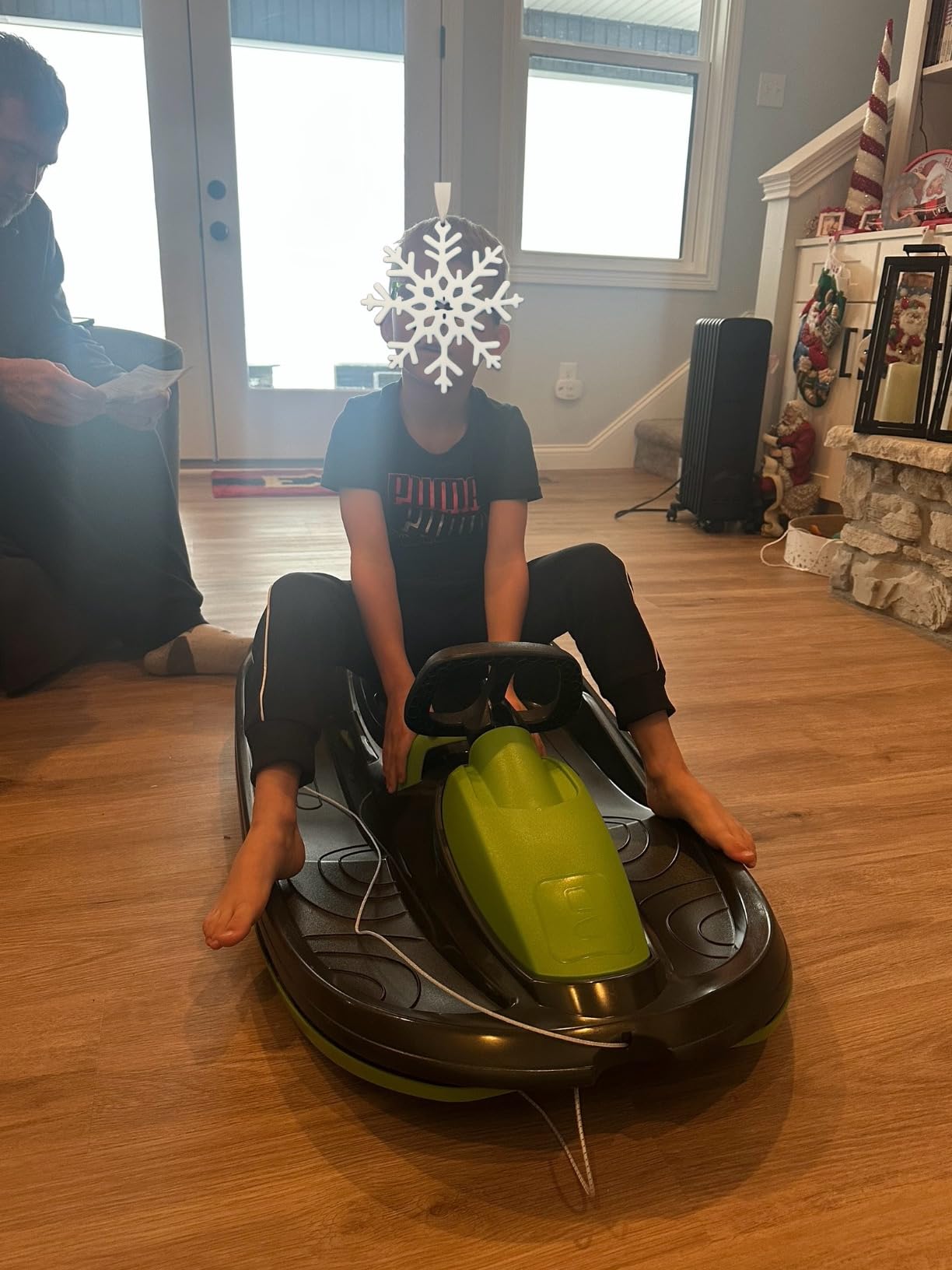 Snow Sled for Kids, Adults - Toboggan Sled, Easy Turning Steering Wheel, Anti-Slip Seat, Pull Up Brake, Durable Plastic Sled, Lightweight, Snow Sleds, Age 3+ 260 lbs customer photo 2