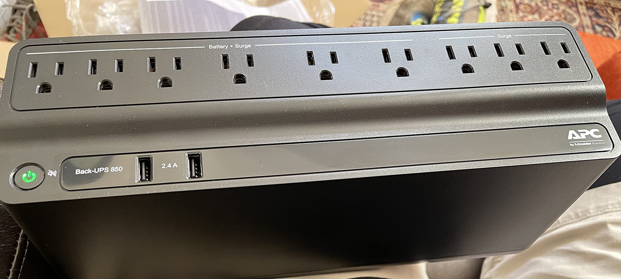 APC UPS 850VA/450W UPS Battery Backup & Surge Protector for PC, Router, NAS | Back-UPS UPS battery backup for home office electronics - 35-min runtime, surge protection, dual USB-A charging ports customer photo 1