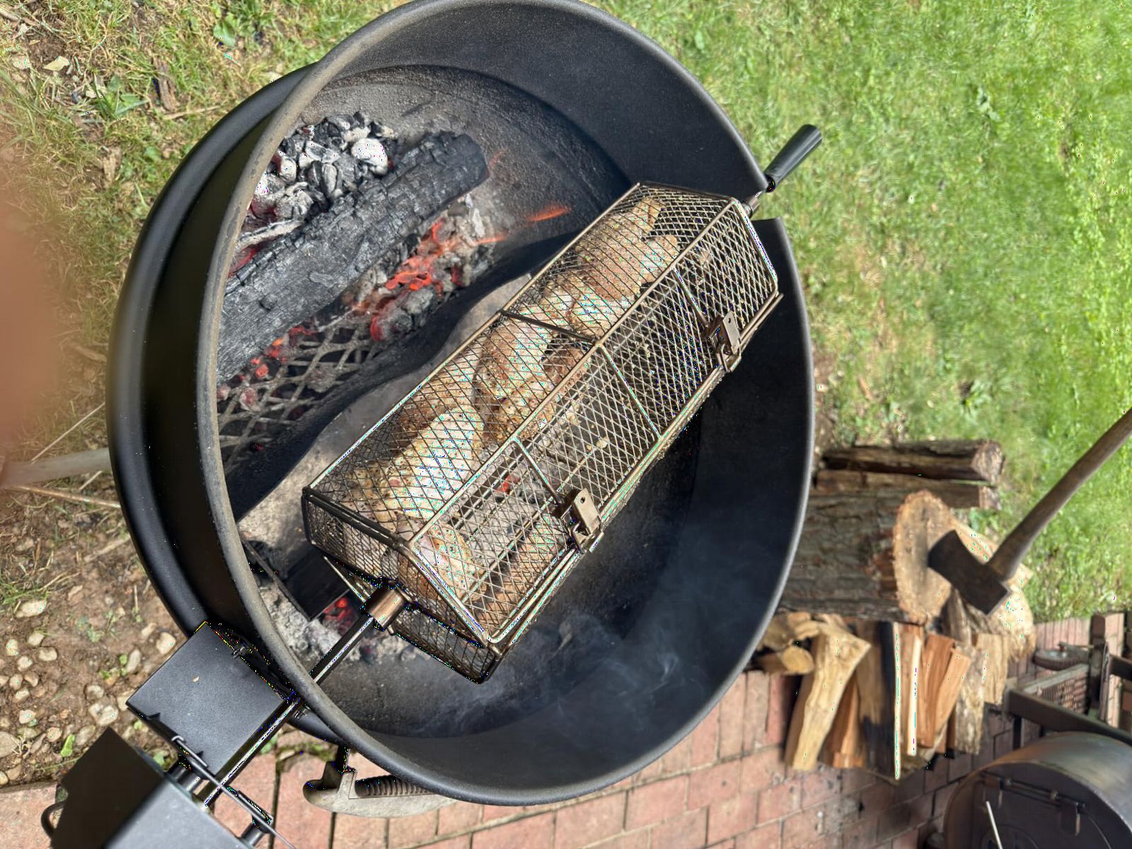 Skyflame Stainless Steel Round Tumble Rotisserie Grill Basket | Partitioned Food Grilling, Fits for 5/16 Inch Square, 3/8 Inch Square, 3/8 Inch Hexagon, 1/2 Inch Hexagon Spit Rods customer photo 2