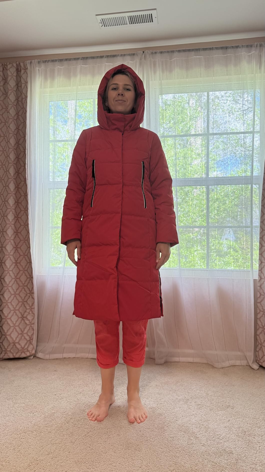 Orolay Women's Thickened Long Down Jacket Winter Down Coat Hooded Puffer Jacket with Side Zipper customer photo 1