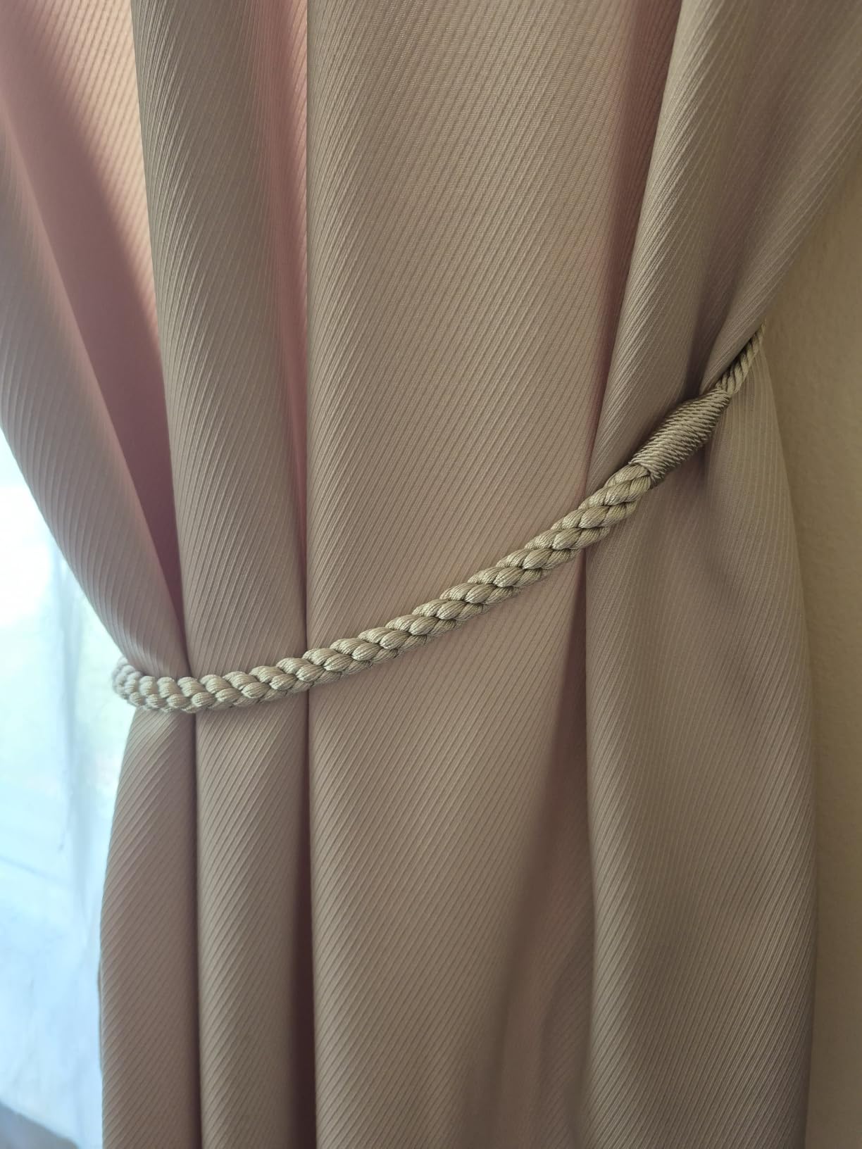 Curtain Tiebacks Ropes, 2pcs Decorative Handmade Tie Backs Curtain Holdbacks Holders Cord for Window Sheer Drapes Indoor Outdoor, Grey customer photo 1