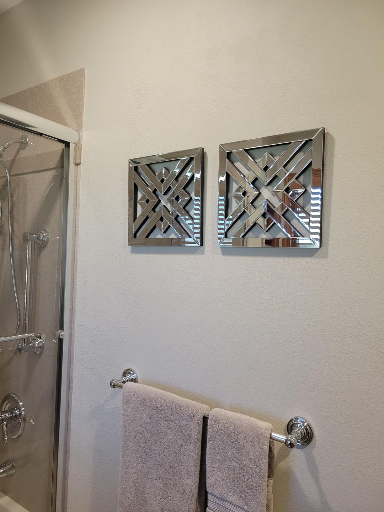 QMDECOR 2 Pack Silver Mirrored Wall Decor 12.2x12.2