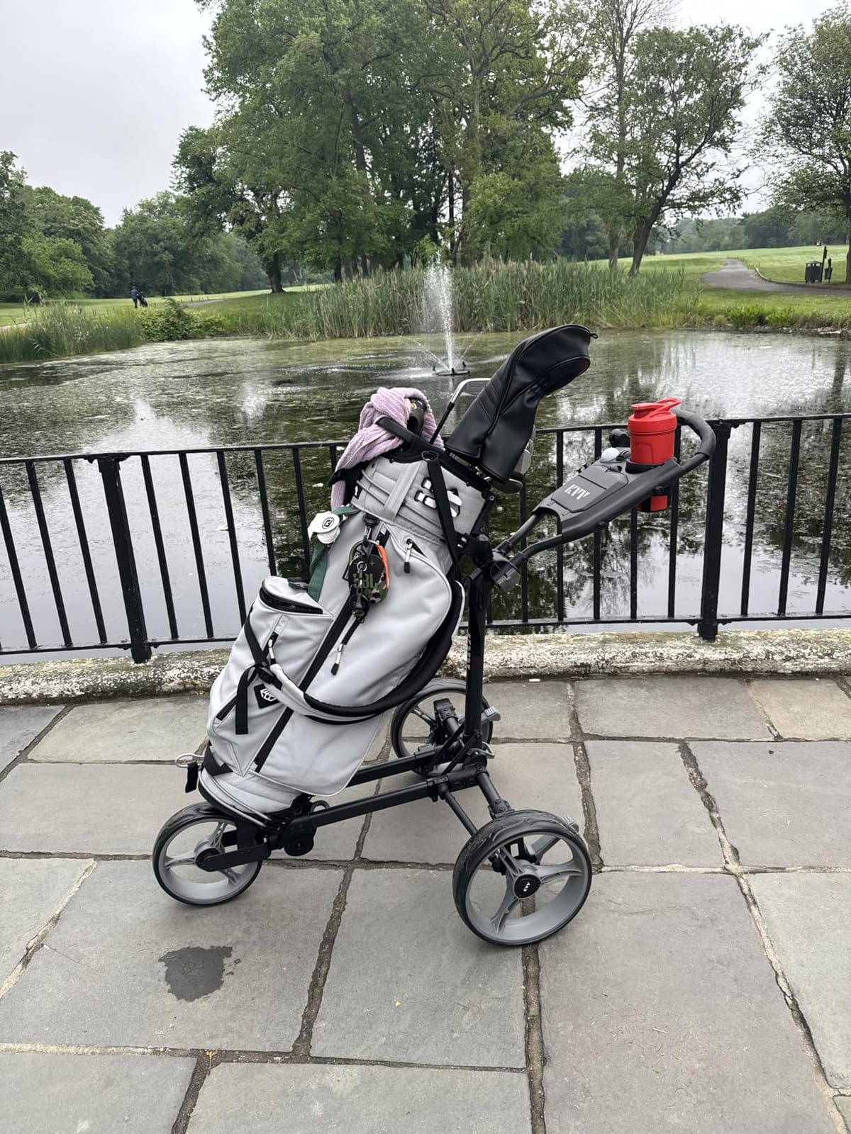 KVV 3 Wheel Compact Flat Folding Design Golf Push Cart with Lightweight and Sturdy Aluminum Frame Charcoal customer photo 2