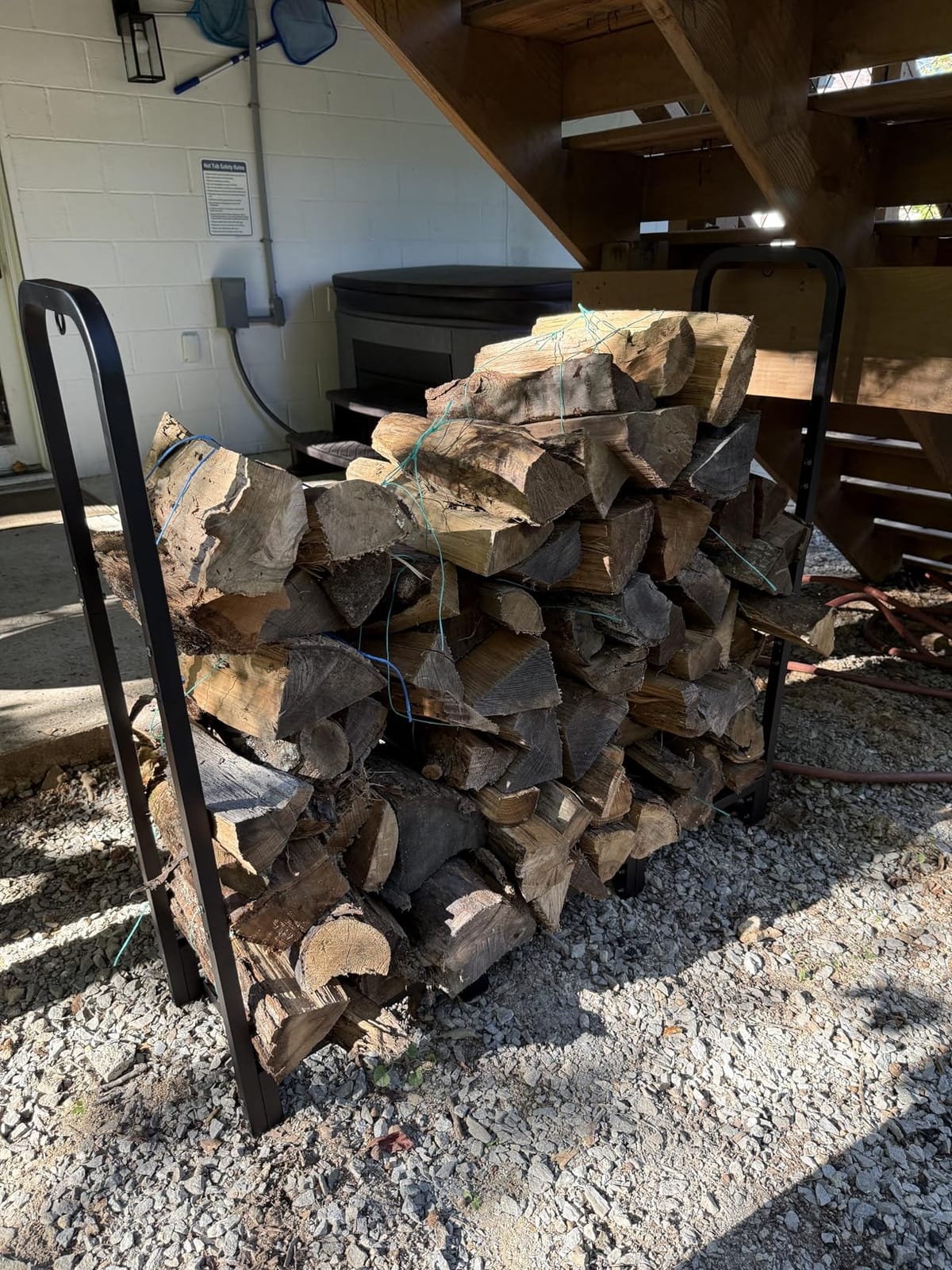 Firewood Rack Stand 4ft Heavy Duty Logs Holder for Outdoor Indoor Fireplace Metal Wood Pile Storage Stacker Organizer, Matte Black customer photo 2