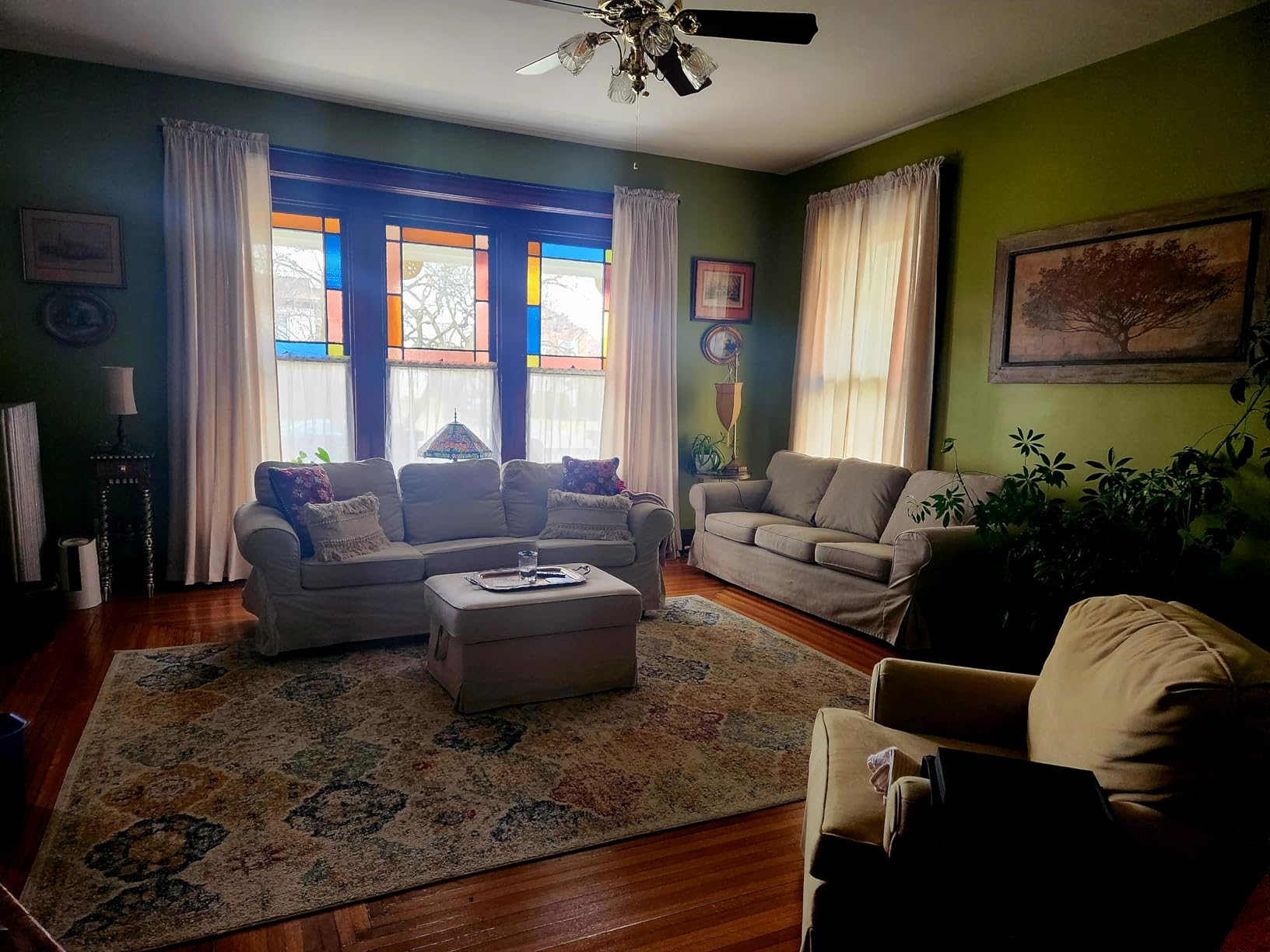RYB HOME Sheer Linen Textured Curtains 95 inches Long for Patio Door | Semi Sheers Drapes Light Airy Fabric, Light Airy, Breathable Fabric, for Living Room Dining, White, W70 x L95, 2 Panels customer photo 2