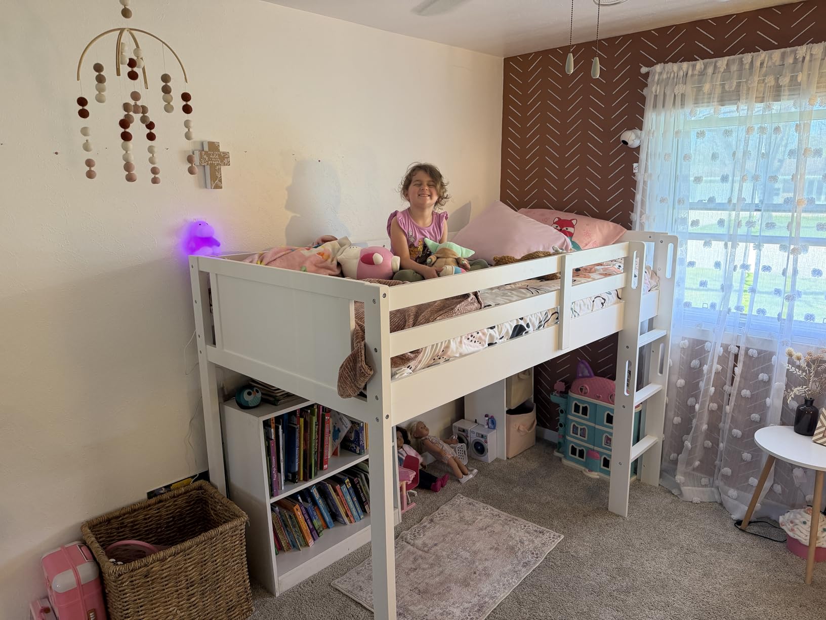 Delta Children Twin Loft Bed with Guardrail and Ladder (Coordinates with Loft Bed Tents Sold Separately), White customer photo 2