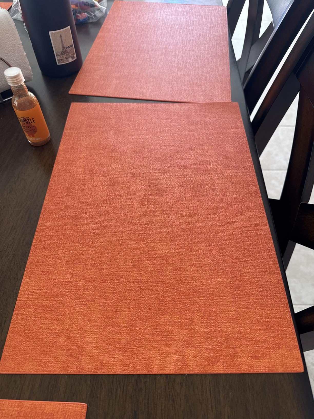 Homaxy PU Faux Leather Placemats for Dining Table, Set of 6, Light Grey | Waterproof Wipeable Washable Table Mats, Easy to Clean Anti-Slip Place Mats, 11.8