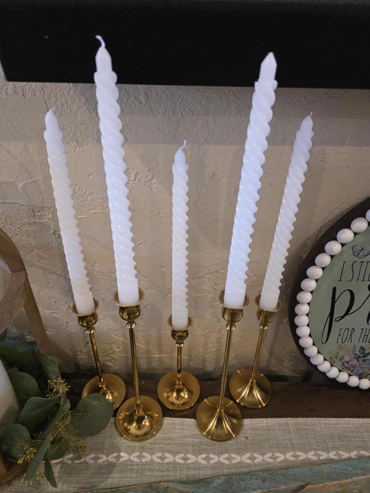 NUPTIO Candlestick Holders Vintage Centerpiece: Gold Antique Moody Decor | Set of 6 Solid Aluminum Candle Stick Taper Holders French Country Victorian Decoration customer photo 2