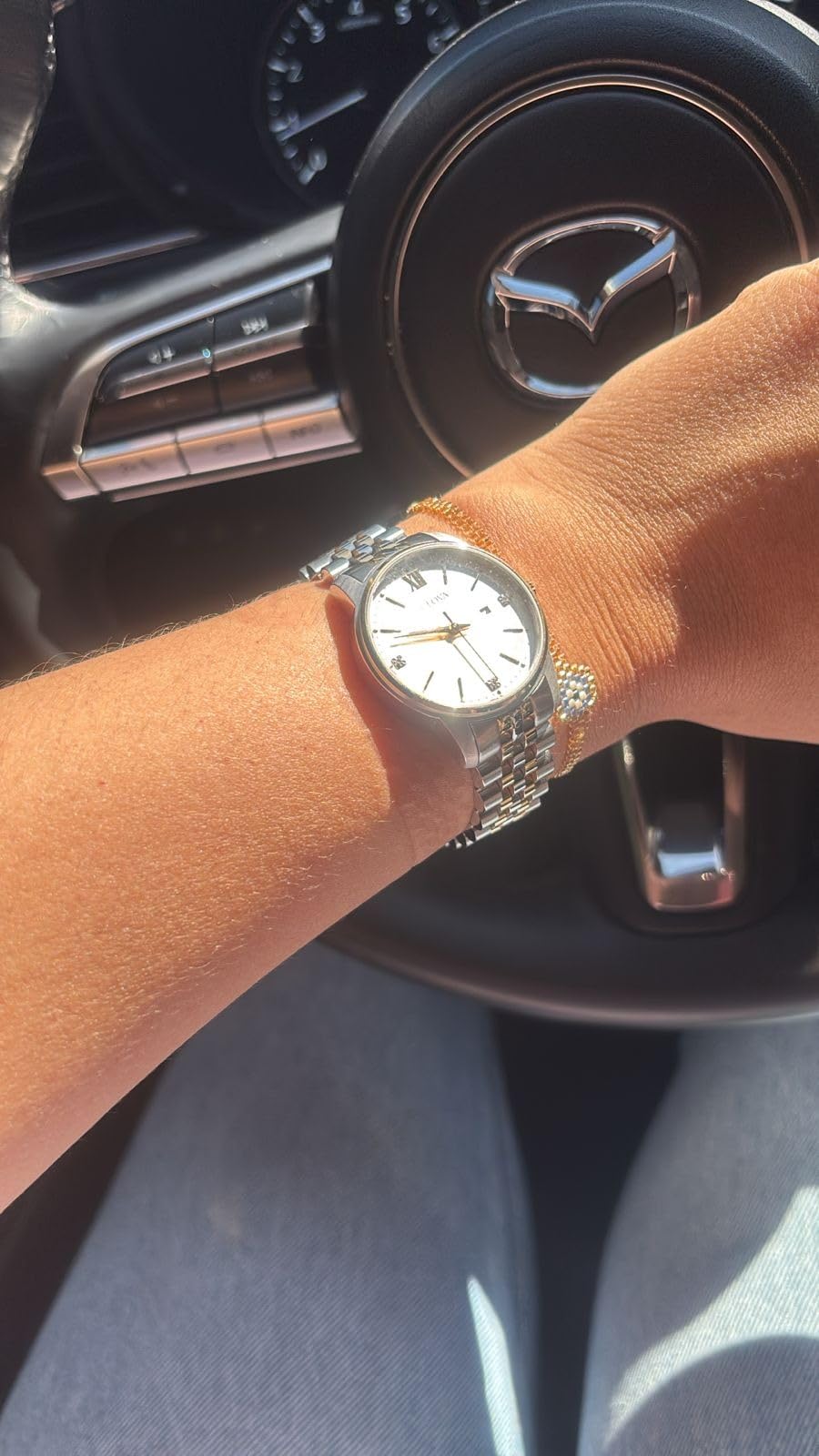 Bulova Ladies' Classic Diamond Two-Tone Gold Stainless Steel 3-Hand Calendar Date Quartz Watch customer photo 2