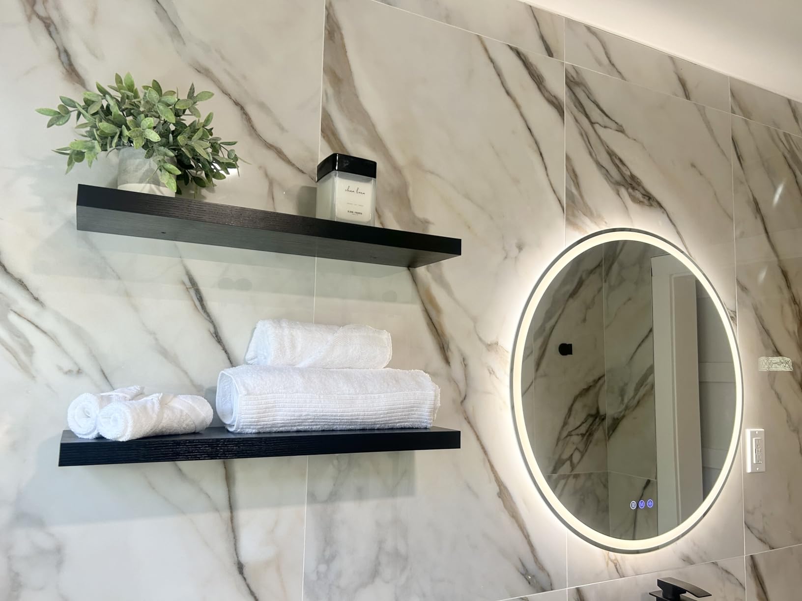 AMADA HOMEFURNISHING Floating Shelves Wall Mounted, 24 x 7 Inch Wall Shelves for Bathroom, Bedroom, Living Room, White Shelves Set of 2 customer photo 1