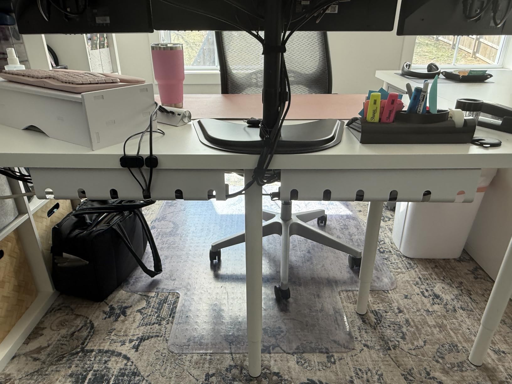 PAMO Cable Management Under Desk for Easy mounting Under-Table I Set of 2 - with 10X Cable Ties I Desk Organizer for Office/Home Office Table Thoughtful Cable Tray Holder customer photo 1