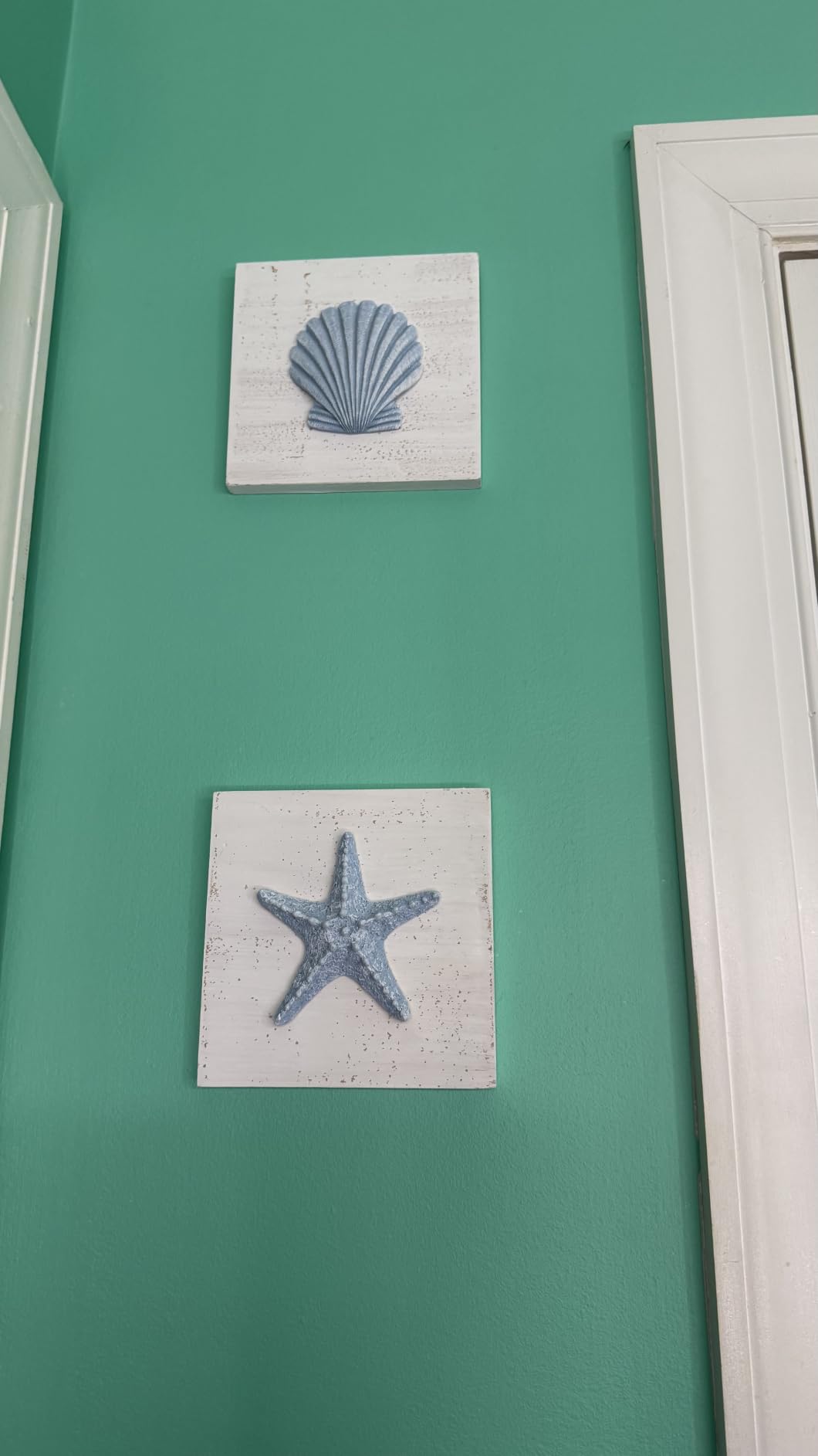 TideAndTales Blue Seashells and Starfish (Framed Set of 3) Coastal 3D Wall Art, Beach Wall Decor for Bathroom or Coastal Bedroom, Ocean Inspired Seaside Decorations for Home or Beach House (7