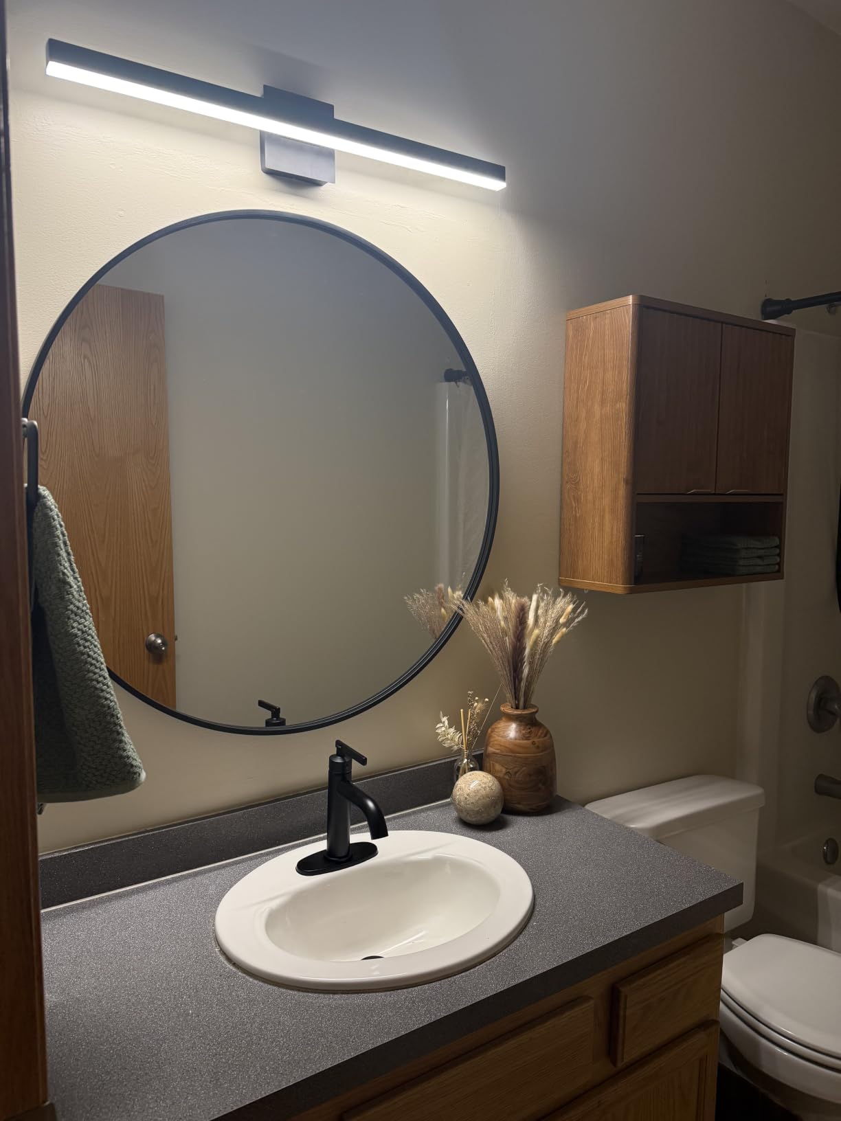 36 Inch Round Bathroom Mirrors for Over Sink | Circle Mirror with Metal Frame, Black Wall Mirror for Vanity, Entryway, Living Room, Hallway and Bedroom Decor customer photo 1