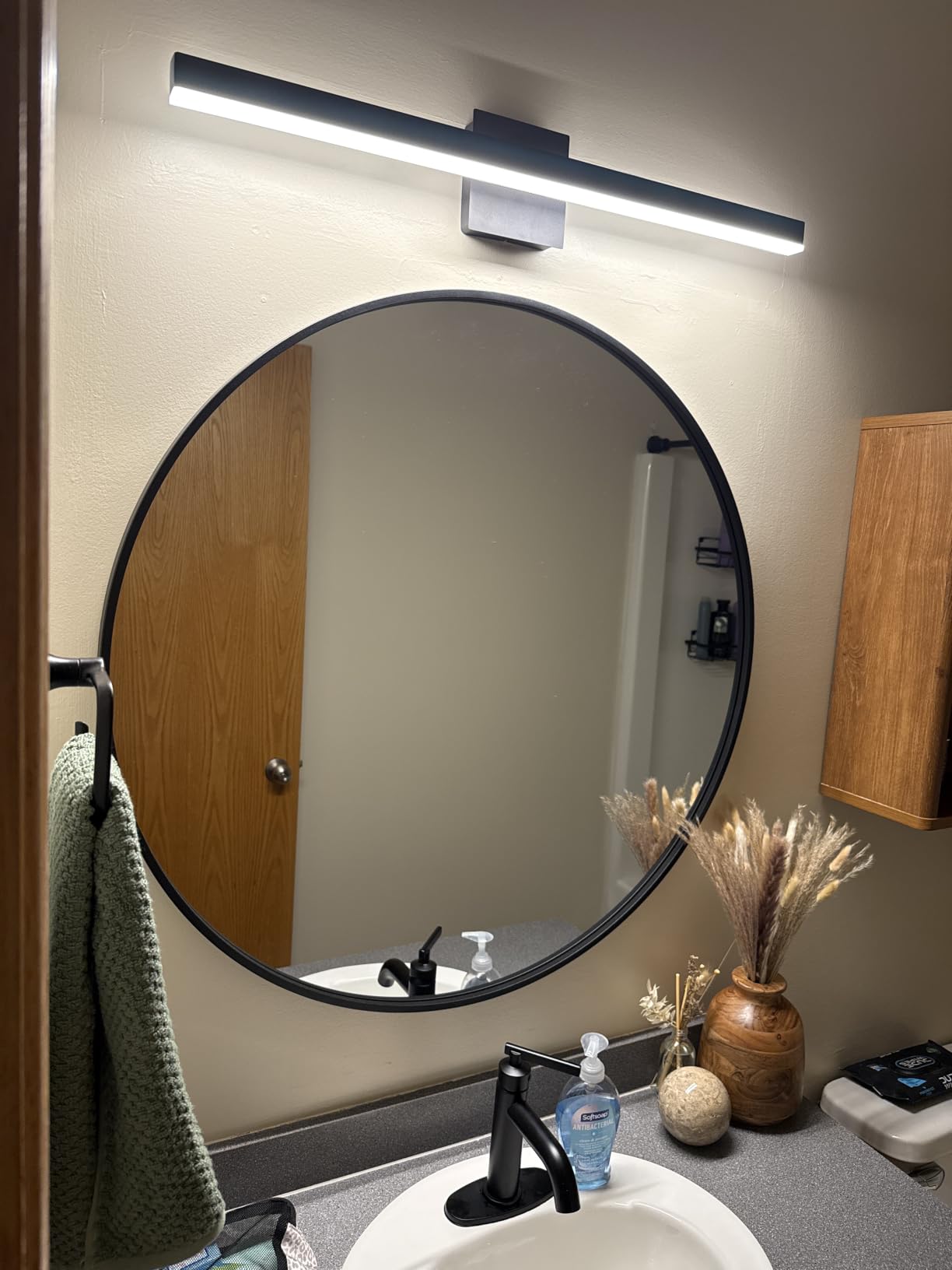 36 Inch Round Bathroom Mirrors for Over Sink | Circle Mirror with Metal Frame, Black Wall Mirror for Vanity, Entryway, Living Room, Hallway and Bedroom Decor customer photo 2
