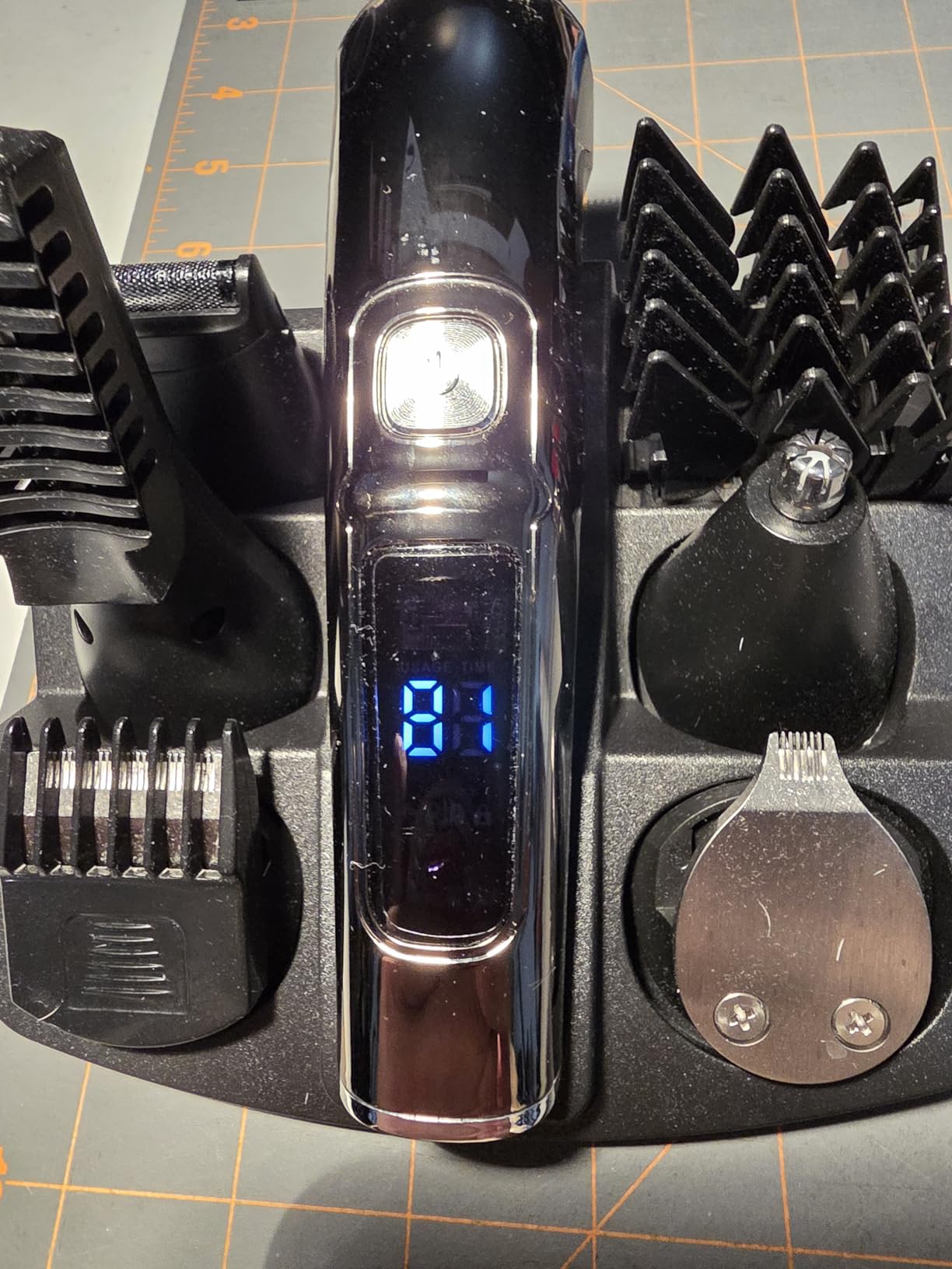 Ufree Beard Trimmer for Men, Waterproof Electric Razor, Grooming Kit | Stainless steel blades, six interchangeable heads, wet and dry use, USB rechargeable, for face body nose ear trimming, silver customer photo 1