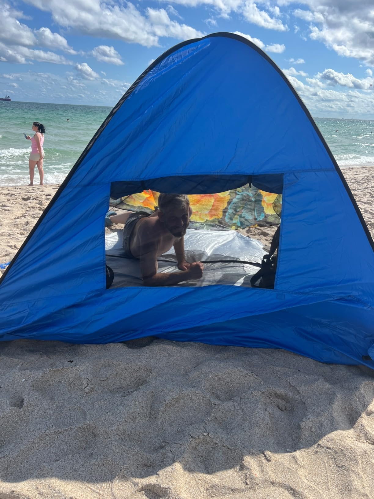 Glymnis Pop Up Beach Tent for 1-2 Person, UPF 50+, Instant Setup, Portable | 190T Silver Coated, No Assembly, Zippered Door Privacy, Front Floor & Mesh window, Portable Carry Bag customer photo 2