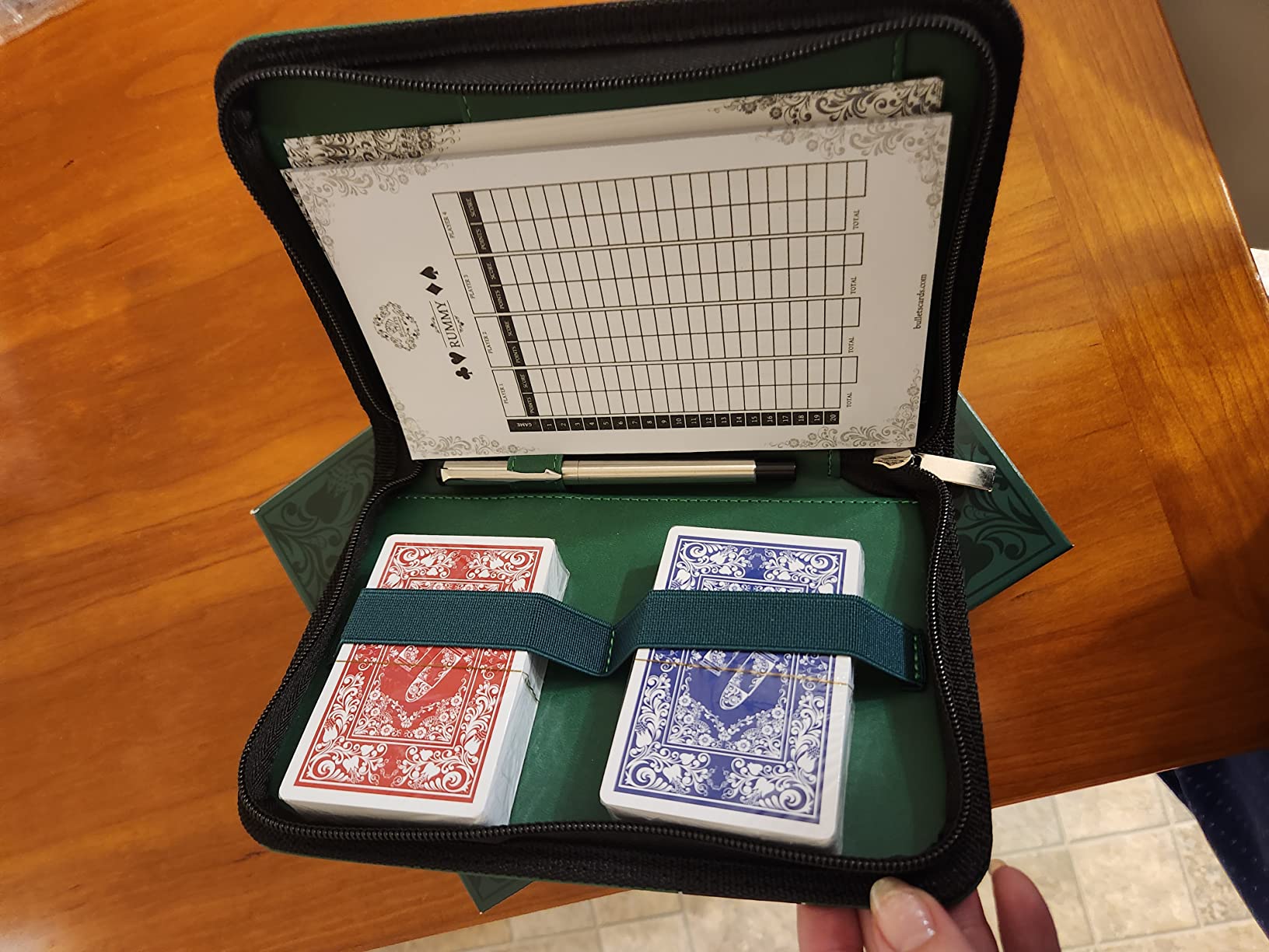Bullets Playing Cards | Deluxe Rummy & Poker Card Set with 2 Plastic Decks | Waterproof, Leather-Style Pouch, Pen & Pad | Premium Playing Cards for Poker, Blackjack, Rummy & Family Game Nights customer photo 2