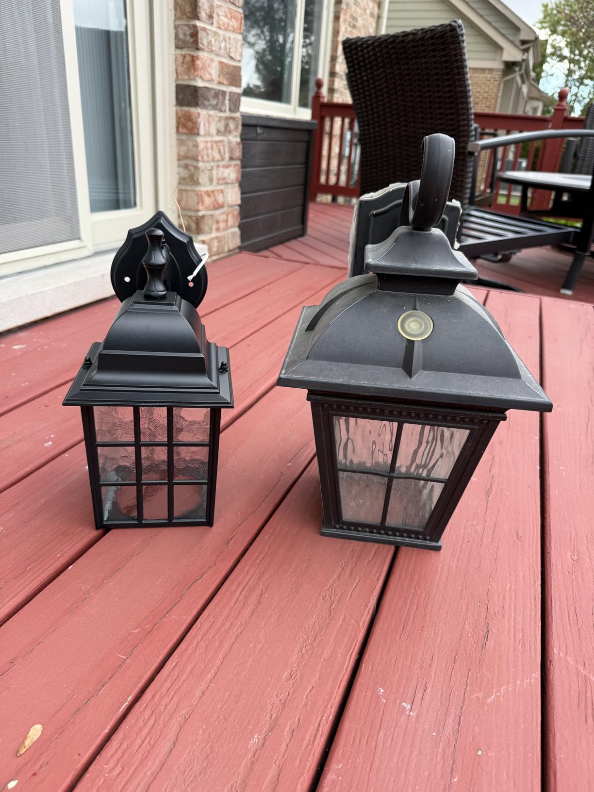 2-Pack Dusk to Dawn Outdoor Wall Lantern, Exterior Light Fixtures with Photocell Sensor, Black Wall Light Waterproof, Waterfall Glass Outside Wall Sconce for Porch House Garage customer photo 1