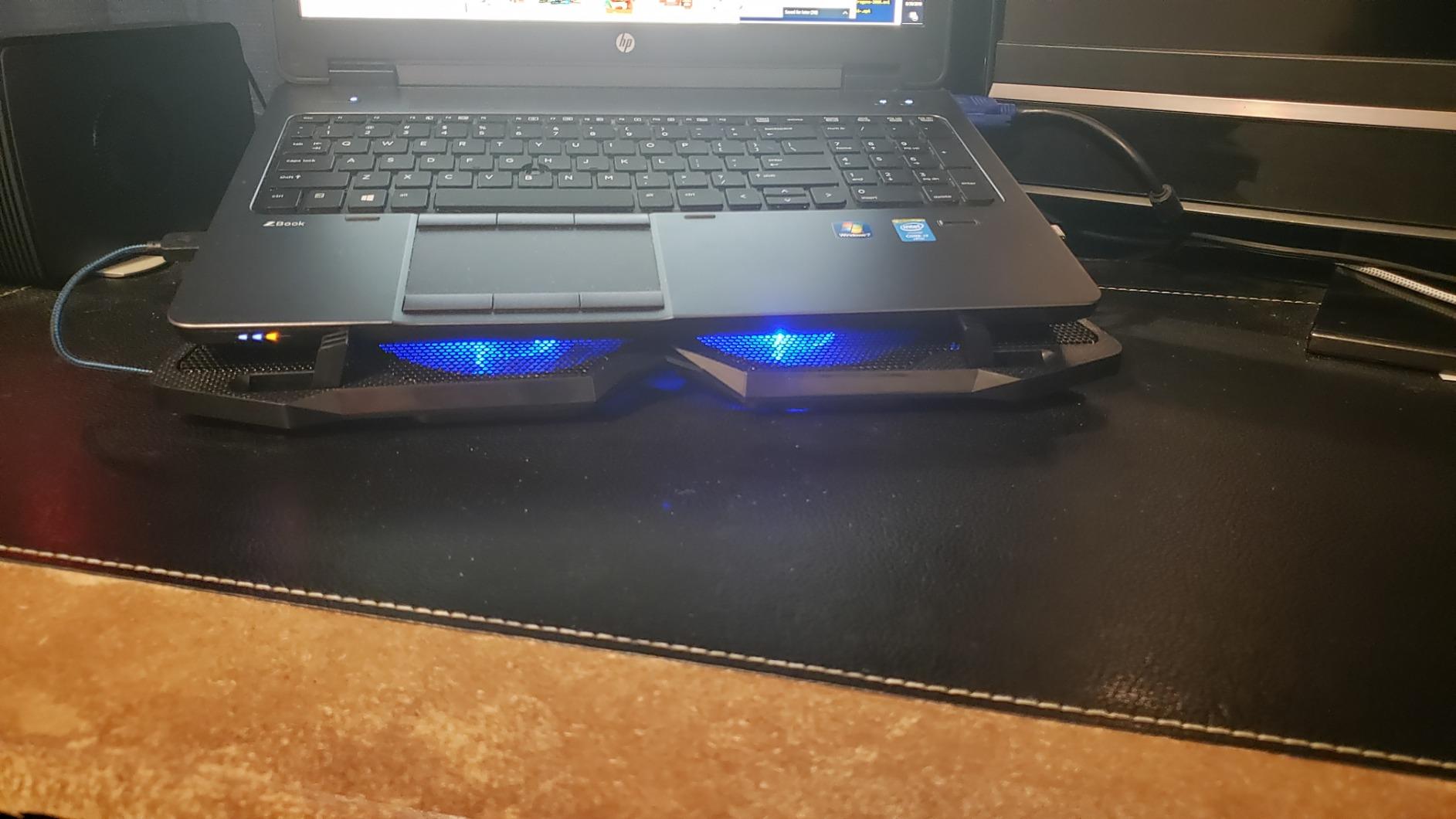 KLIM Wind Laptop Cooling Pad - More Than 500,000 Units Sold - New Version - Powerful Rapid Action Laptop Cooler - Laptop Stand with 4 Cooling Fans - 2 USB Ports - PC Mac PS5 PS4 Xbox One - Cobra Red customer photo 1