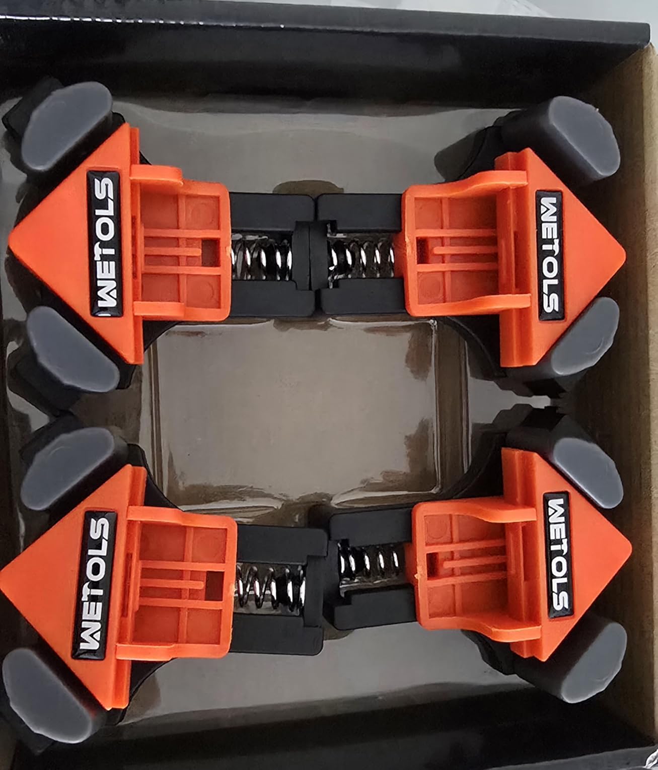 WETOLS 90 Degree Corner Clamp Set, 4 Pcs Adjustable Clamps for Woodworking | 4-Piece Set, 90° Corner Clamps, Fits 3/16