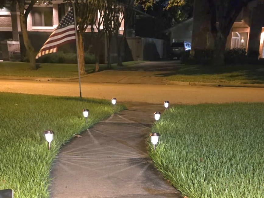 XMCOSY+ Solar Pathway Lights Outdoor, 6 Pack Solar Light Outdoor Waterproof | Stainless Steel & Aluminum 10-40LM Dimmable Warm White for 12H, IP65 Solar Powered Auto On/Off Outdoor Light for Yard Garden customer photo 1