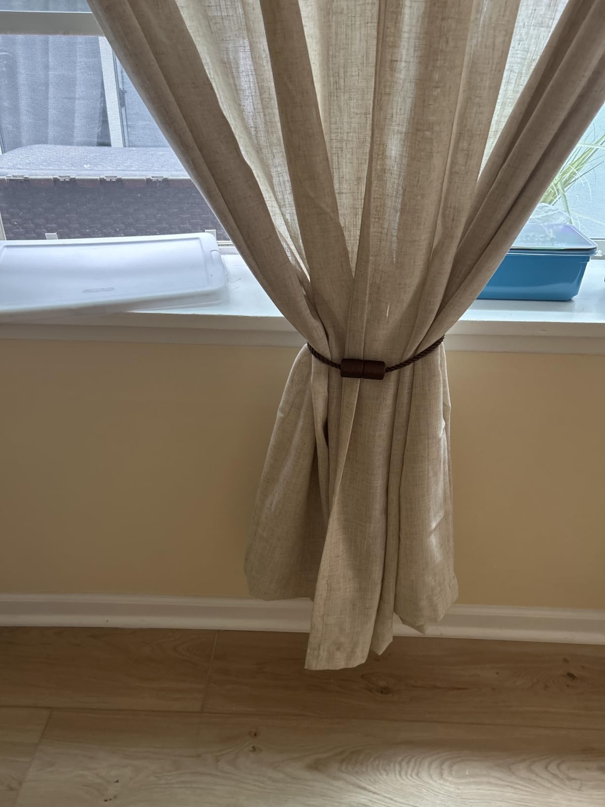 Magnetic Curtain Tiebacks Holdbacks Decorative Tie Backs for Windows Porlau | 2 Pack Black Modern Outdoor Drapes Tiebacks Elegant Window Curtain Holdbacks No Drill customer photo 1