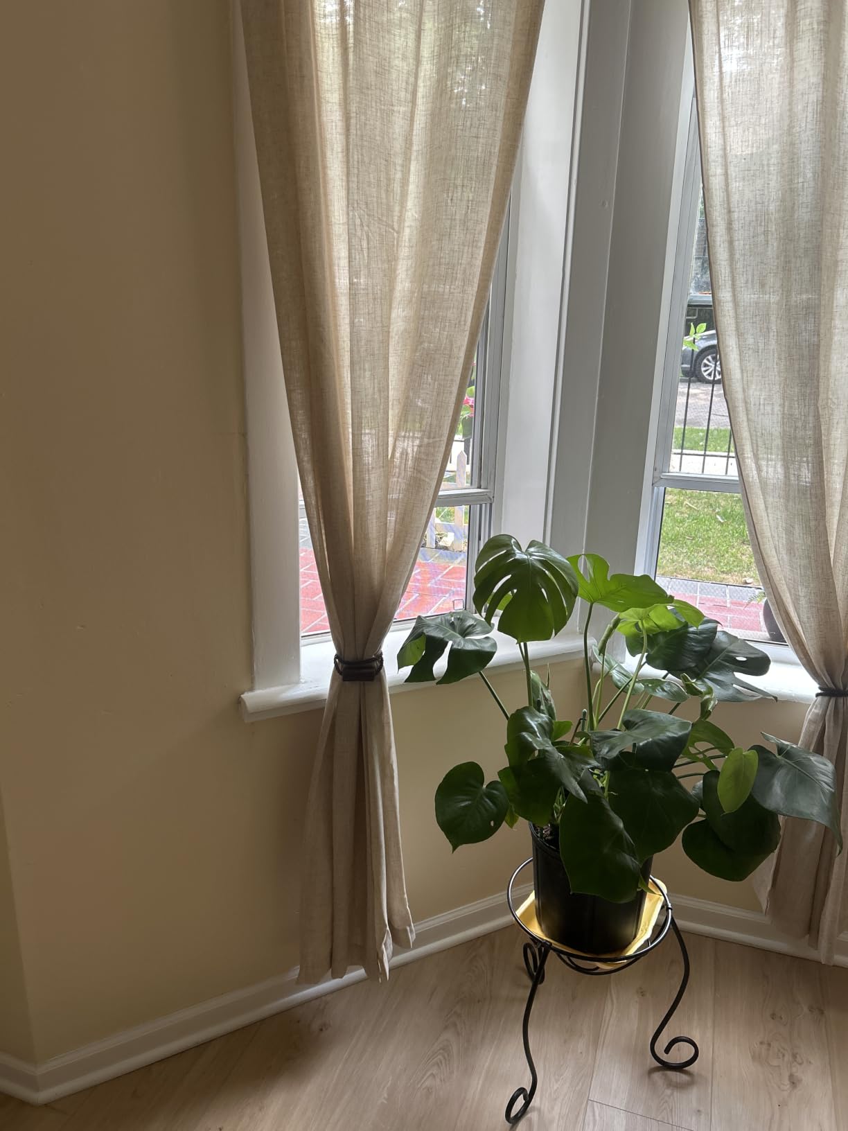 Magnetic Curtain Tiebacks Holdbacks Decorative Tie Backs for Windows Porlau | 2 Pack Black Modern Outdoor Drapes Tiebacks Elegant Window Curtain Holdbacks No Drill customer photo 2