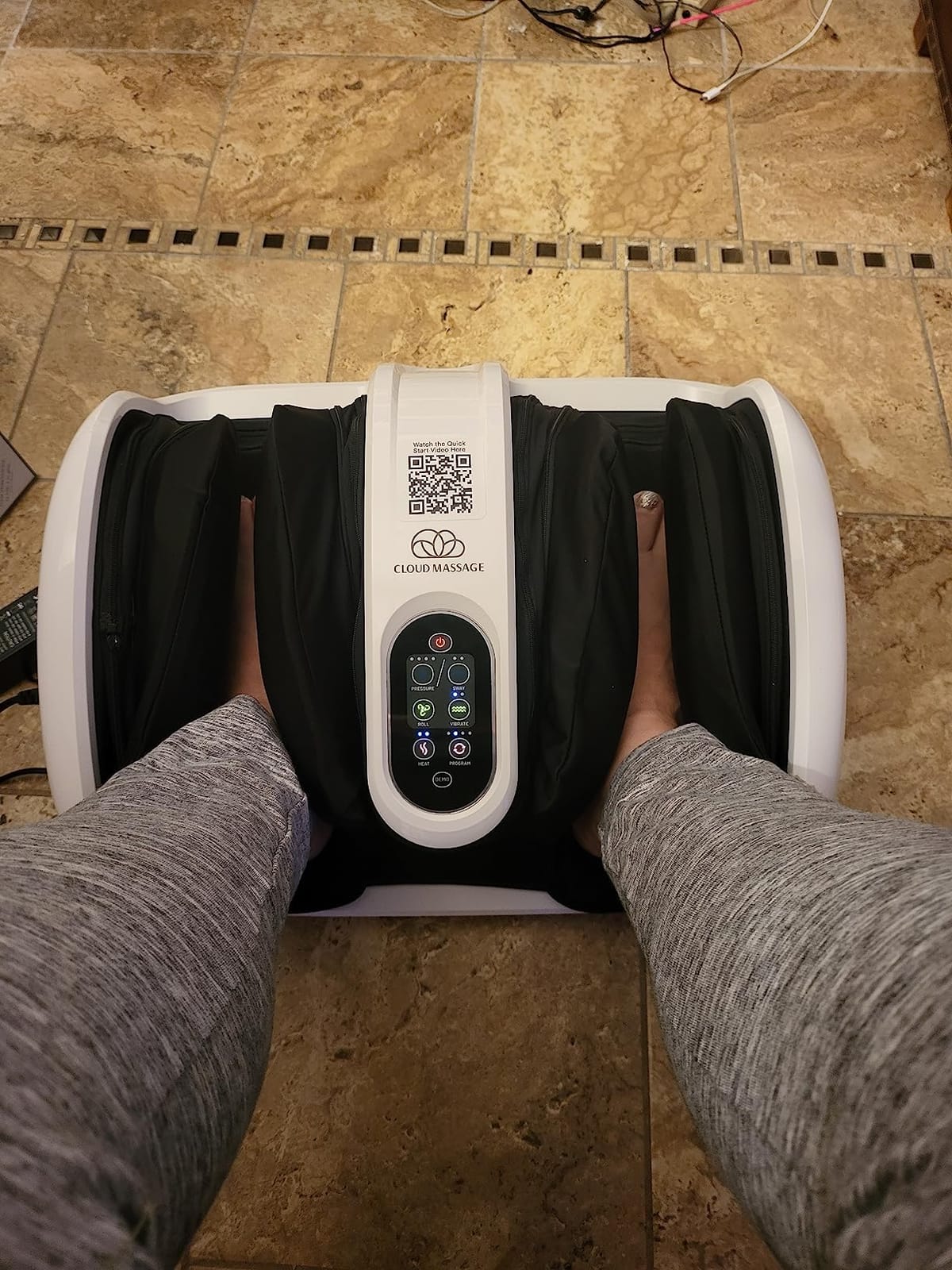 Cloud Massage Shiatsu Foot Massager with Heat, Standard Size, White | Deep Kneading & Compression, Adjustable Intensity, Multi-Mode Leg and Foot Massager with Remote Control, Anti-Slip Base customer photo 2