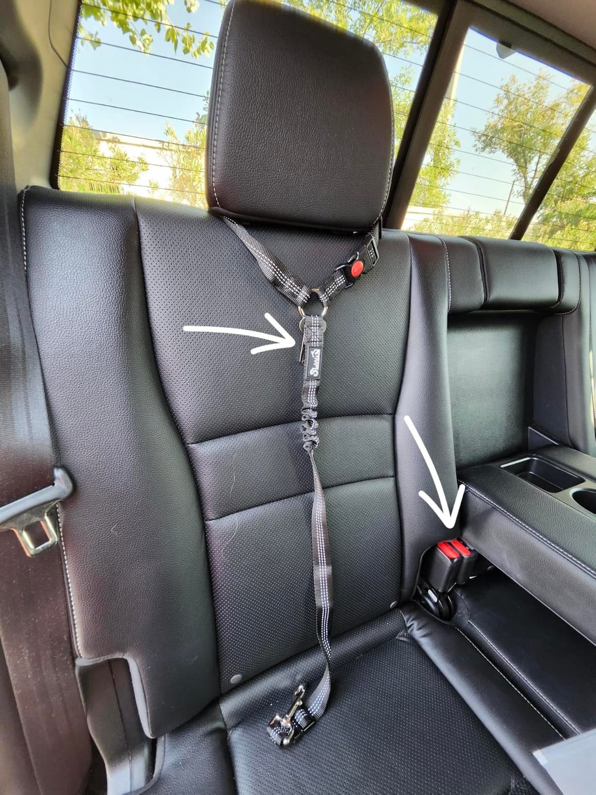 SlowTon Dog Seat Belt for Car, 2 Pack Dog Car Harness Seatbelt with Bungee | 2 in 1 Pet Car Leash Headrest Restraint & Dog Safety Tether Clip, Adjustable with Elastic Buffer, Reflective, Black M/L customer photo 1
