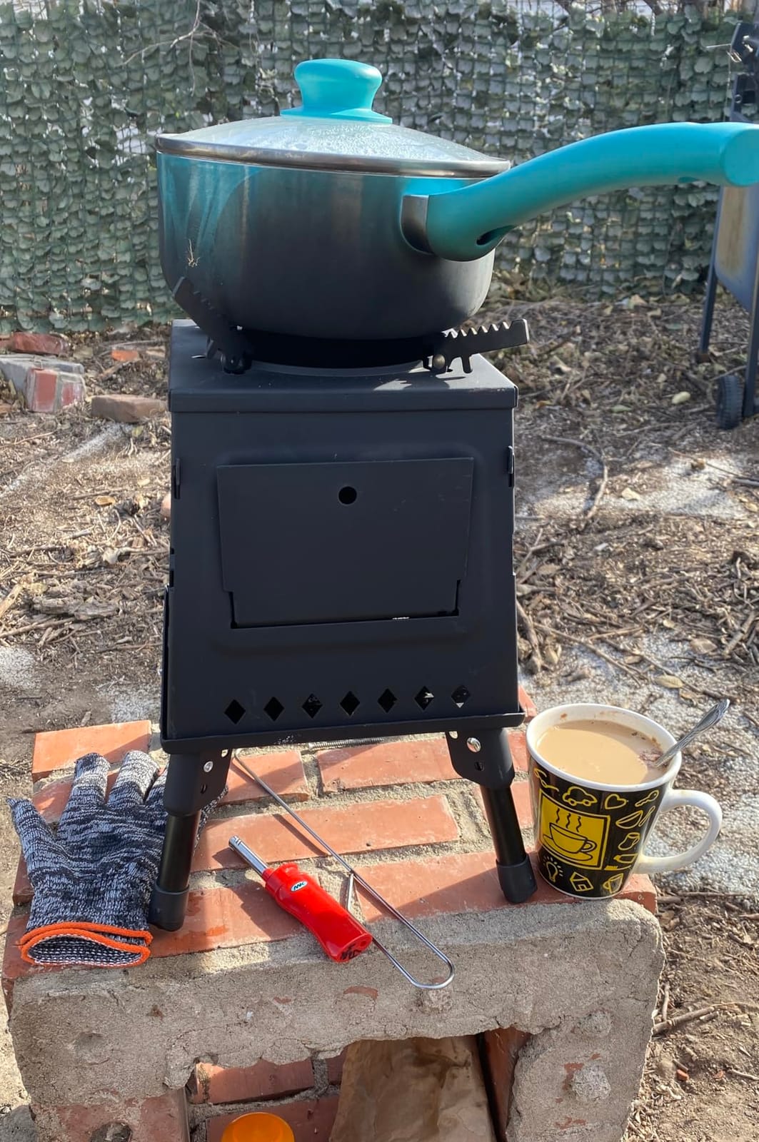 Wood Burning Camp Stove, Portable Cast Iron Camping Wood Stove, Black Woodstove with Carrying Case for Backpacking Outdoor Cooking customer photo 1