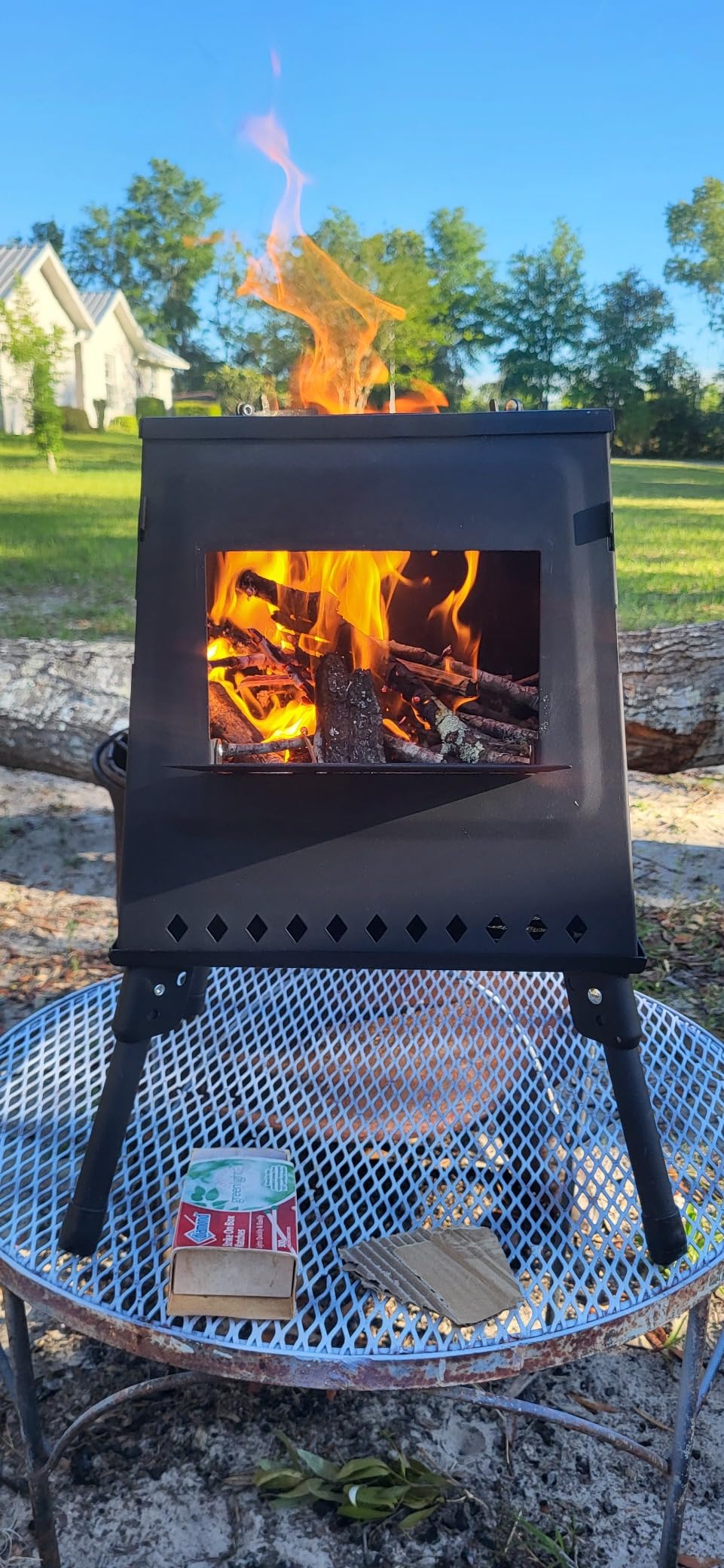 Wood Burning Camp Stove, Portable Cast Iron Camping Wood Stove, Black Woodstove with Carrying Case for Backpacking Outdoor Cooking customer photo 2