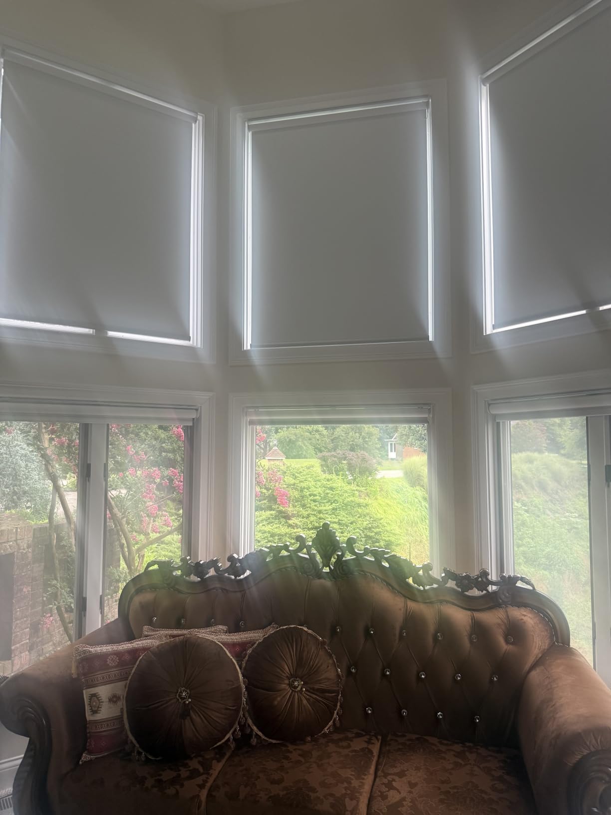 Motorized Roller Shades, 100% Blackout, Gentle White | Automatic Blinds for Indoor Windows, Works with Alexa Google Apple Home, Remote & App Control, Solar/USB Charging, Custom Size customer photo 1