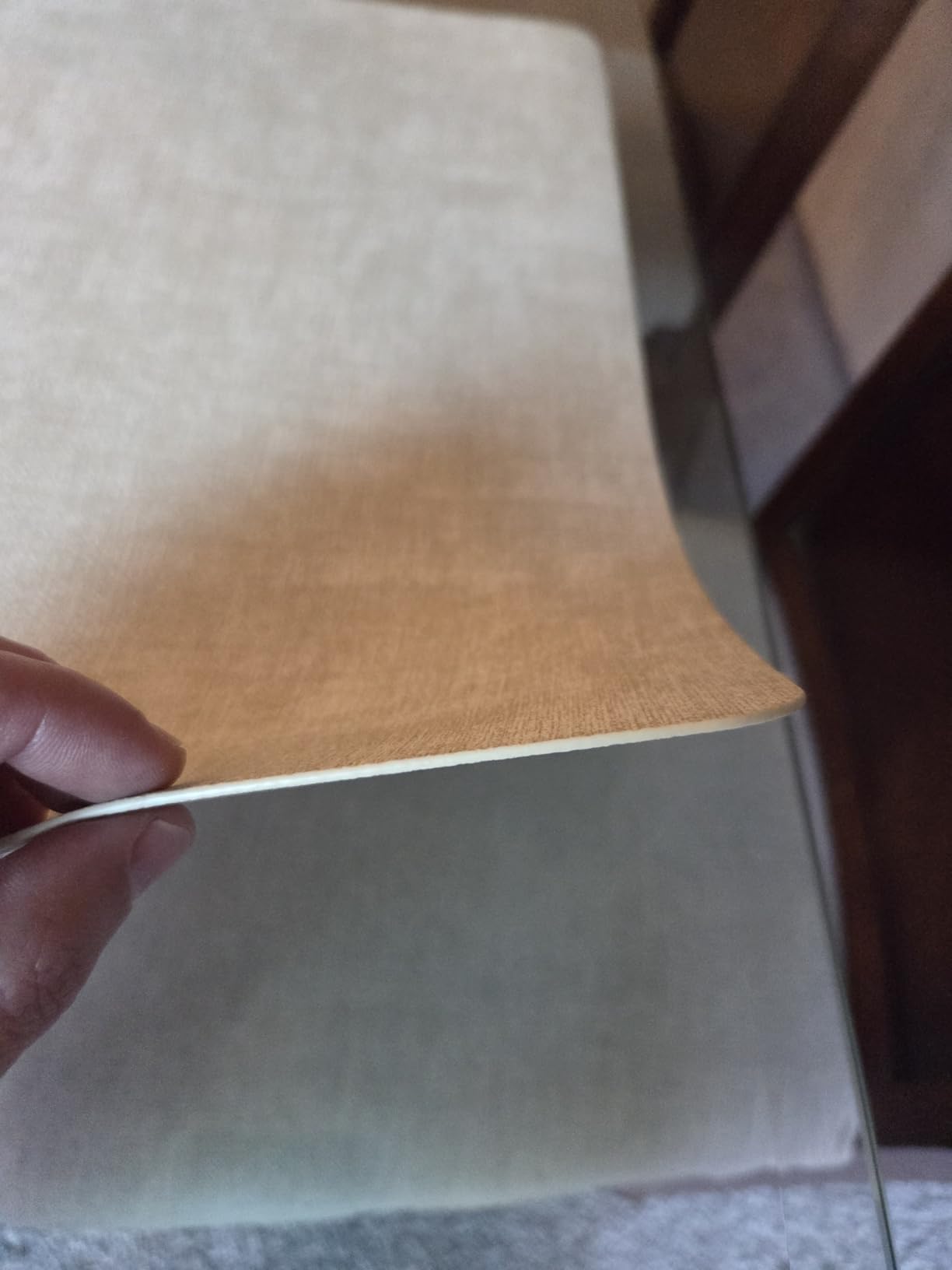 Maxpearl Faux Leather Placemats Set of 6, Easy to Clean, Beige | Waterproof - Heat Resistant - Non Slip - Wipe Clean Dining Table Place Mats, Suitable for Indoor & Outdoor Use, 17''x12'' customer photo 2