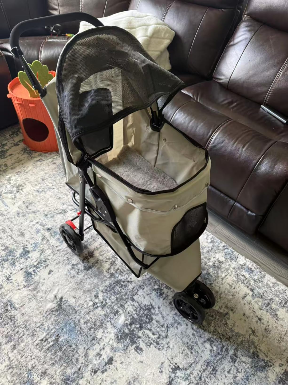 Carlson Pet Products Stroller - 360 Degree Front Wheel Swivel, Rear Wheel Brakes, Reflective Trim, Mesh Panels, Umbrella and Mesh Canopy customer photo 2