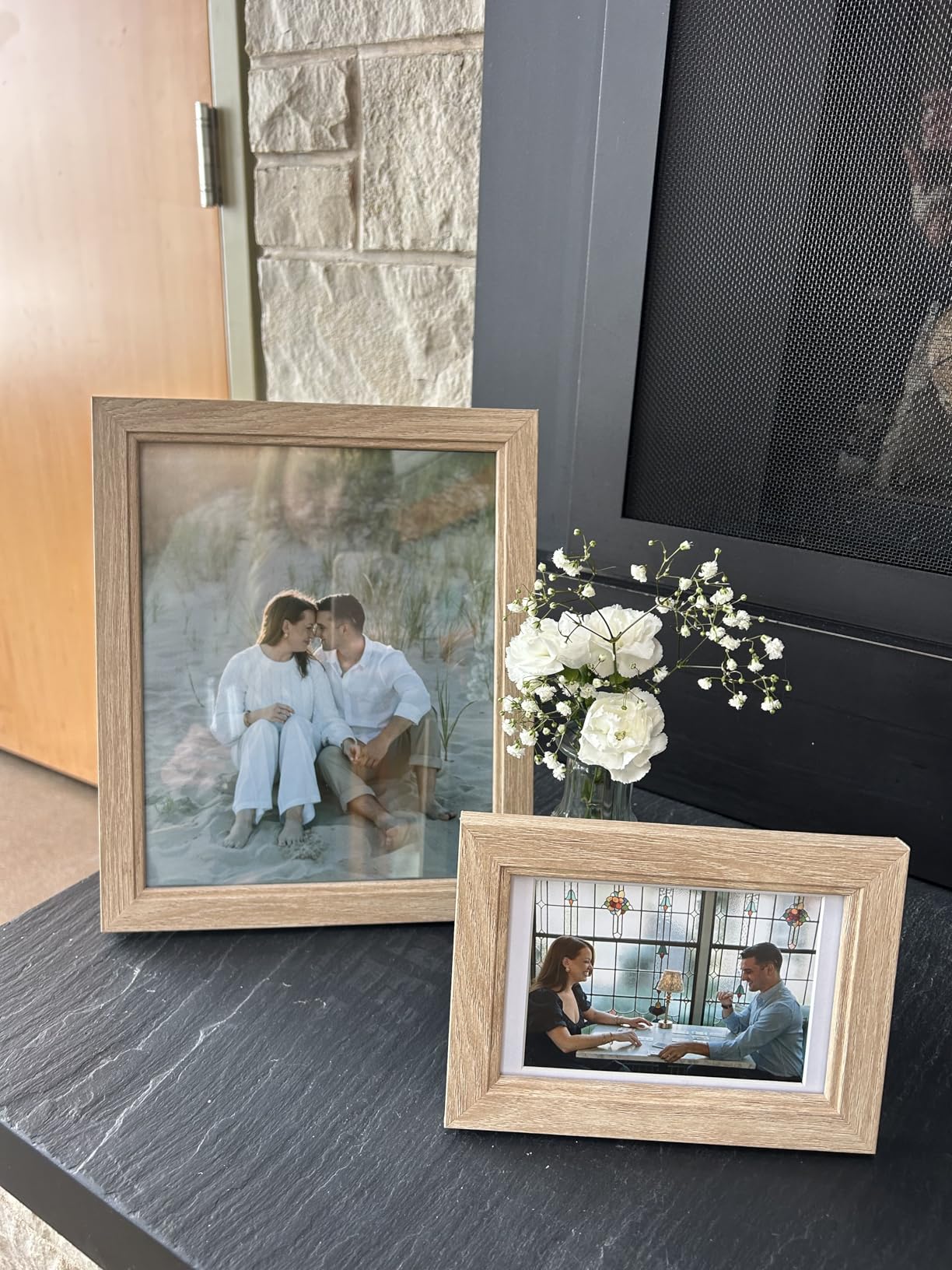 Povrgive Picture Frames, Made of Real Glass and Wooden Frame, Gallery Photo Frames Set of 10 for Collage Wall Decor, Multi Sizes Including 8x10, 5x7, 4x6 for Mounting or Tabletop Display, Wood customer photo 2