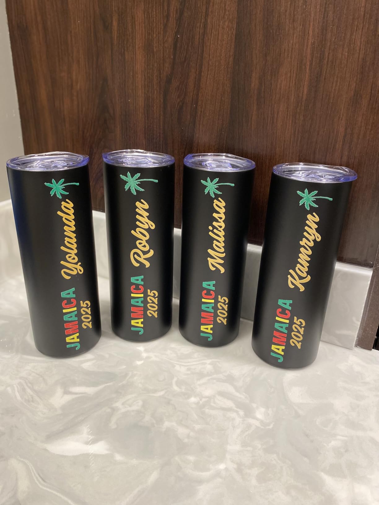 20 Oz Stainless Steel Straight Skinny Tumbler Set (8 Pack), Insulated Slim Thin Travel Cup with Lid, Black customer photo 1