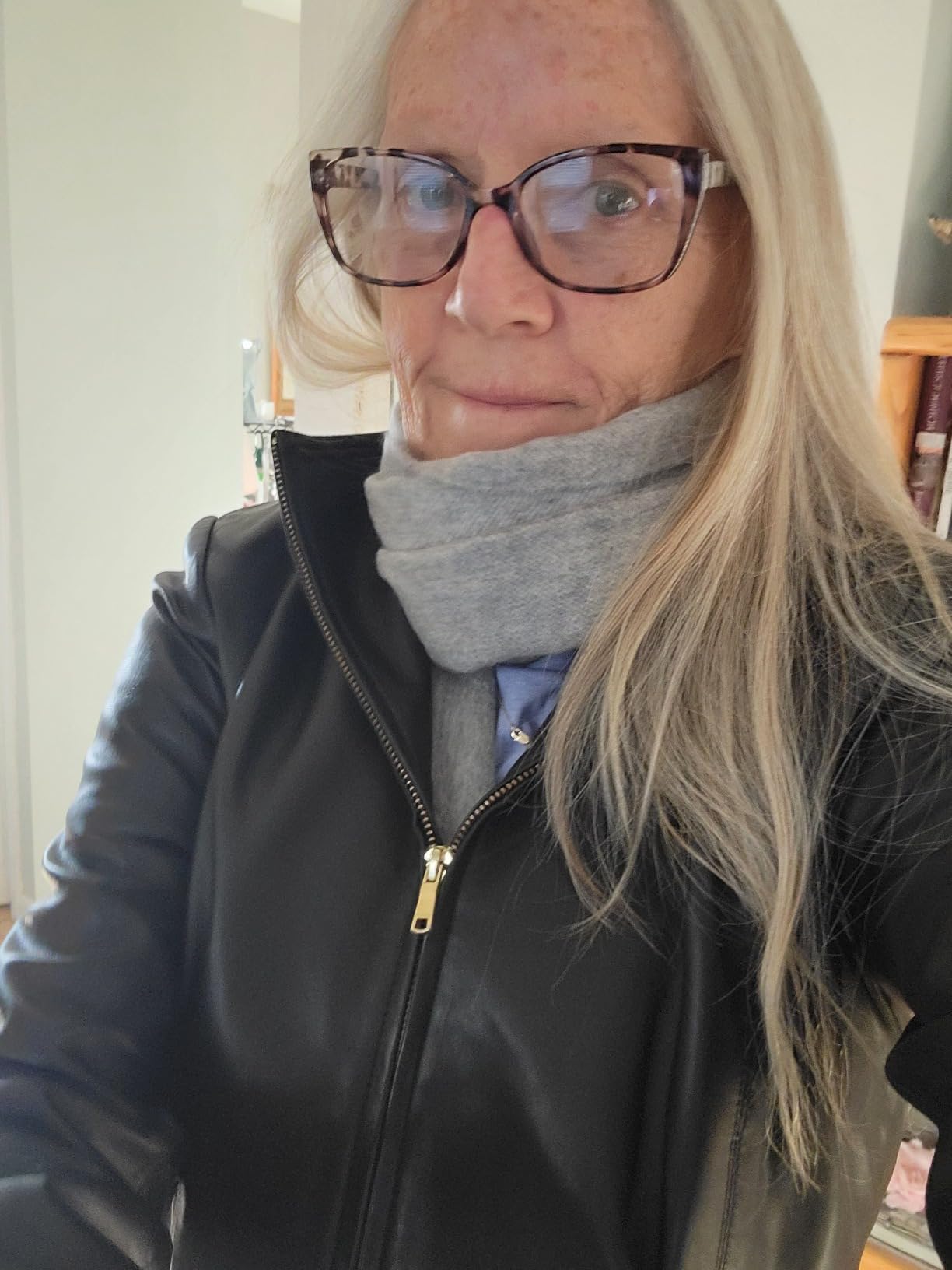 Cole Haan Women's Leather Wing Collared Jacket (Standard and Plus Size) customer photo 2
