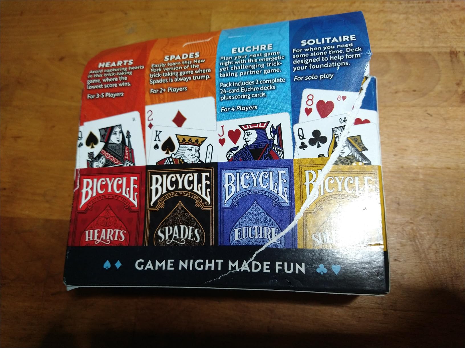 Bicycle 4 Playing Card Games in 1: Euchre, Hearts, Spades, and Solitaire (4 Card Game Pack) customer photo 1
