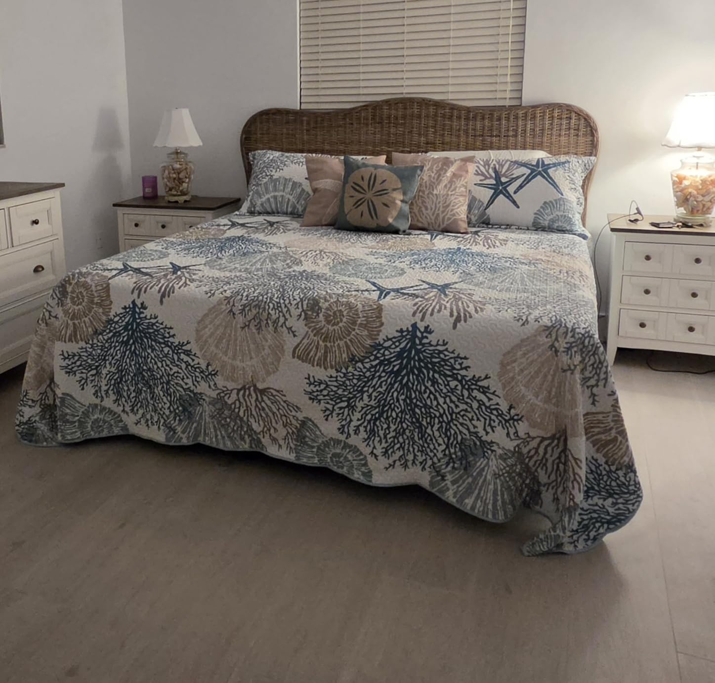 Tritard 3 Piece Coastal Quilt Sets King Size Bedding Set, Blue | Reversible, Soft, Lightweight, Beach Nautical Bedspread, Summer Comforter with 2 Shams, All Season, 106''x96'' customer photo 1