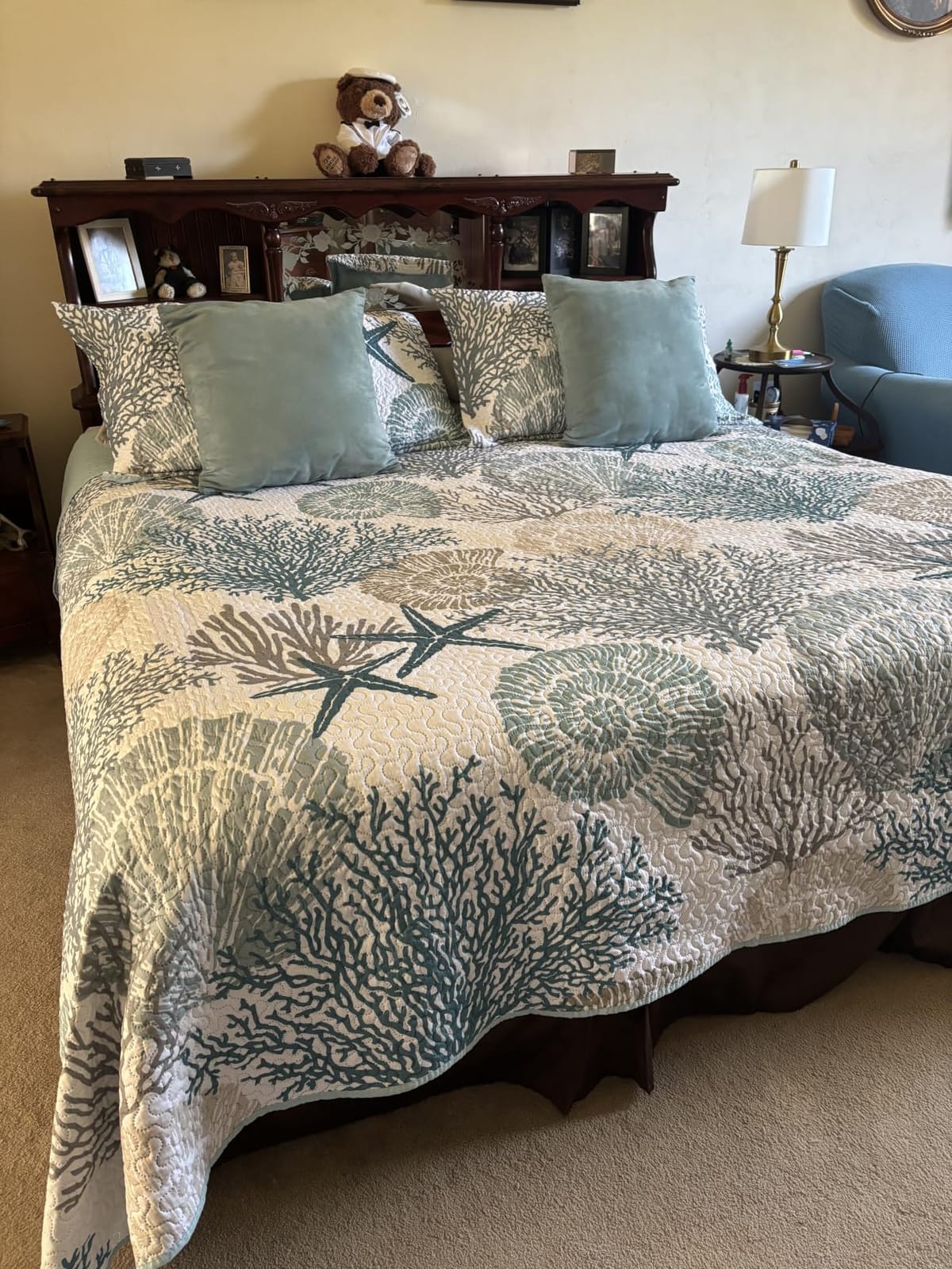 Tritard 3 Piece Coastal Quilt Sets King Size Bedding Set, Blue | Reversible, Soft, Lightweight, Beach Nautical Bedspread, Summer Comforter with 2 Shams, All Season, 106''x96'' customer photo 2