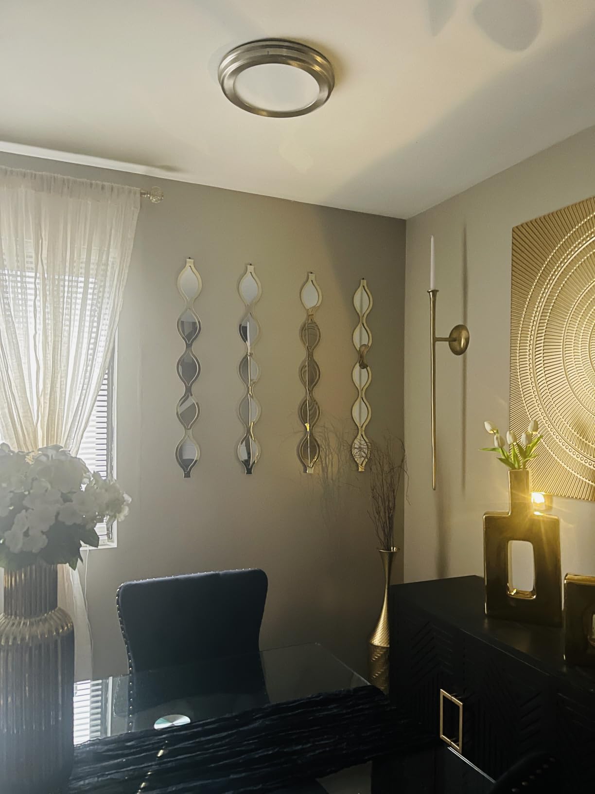 Qunclay 4 Pcs Teardrop Mirror Wall Art Decorative Mirror Wall Decor Long Narrow Hanging Art (Gold) customer photo 1